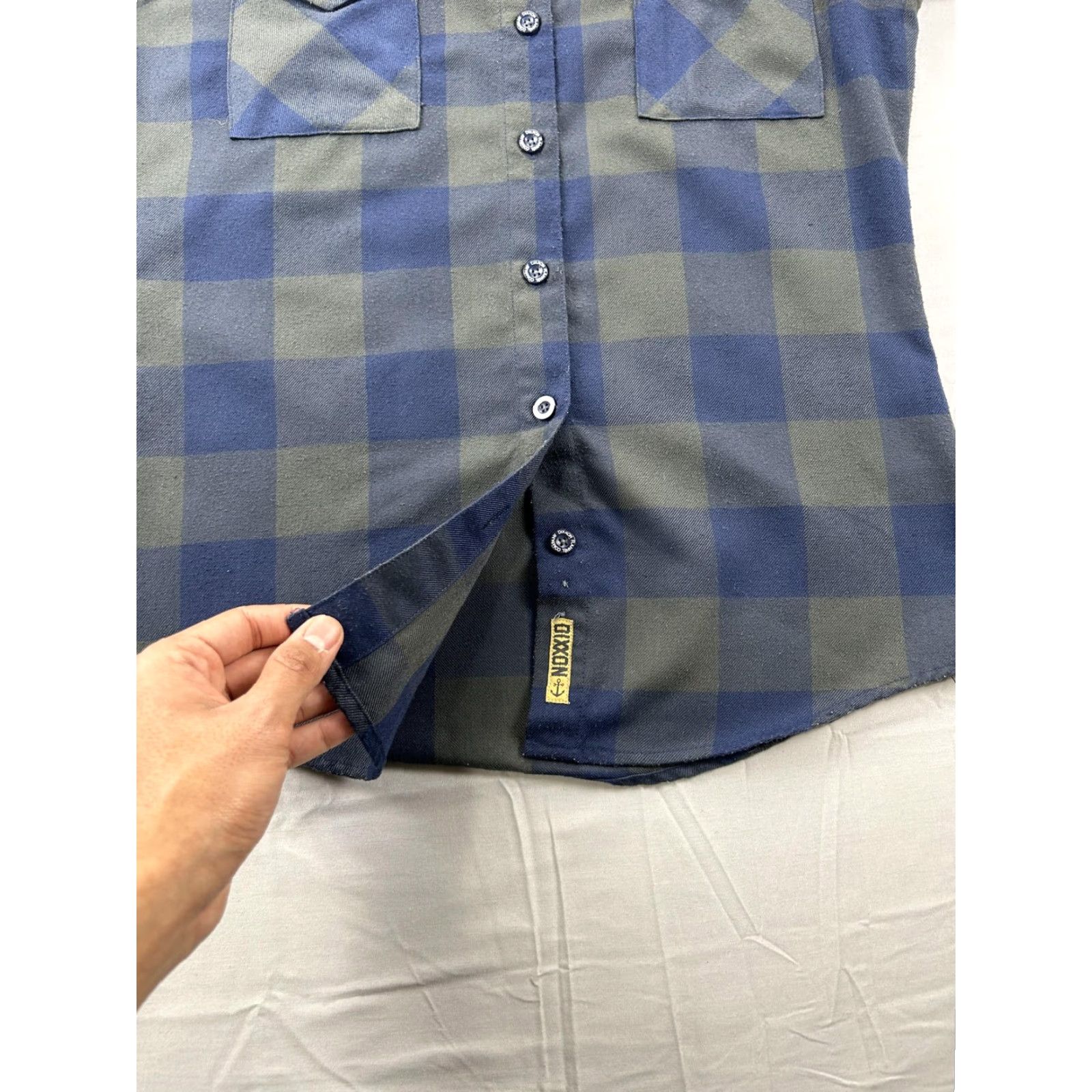 Vintage Dixxon Flannel Shirt Women’s Medium Blue Gray Plaid 0 Dark 30 Button Long Sleeve Regular M Womens Blue Gray Buffalo Plaid Ladies Shirt Size M / US 6-8 / IT 42-44 - 7 Thumbnail