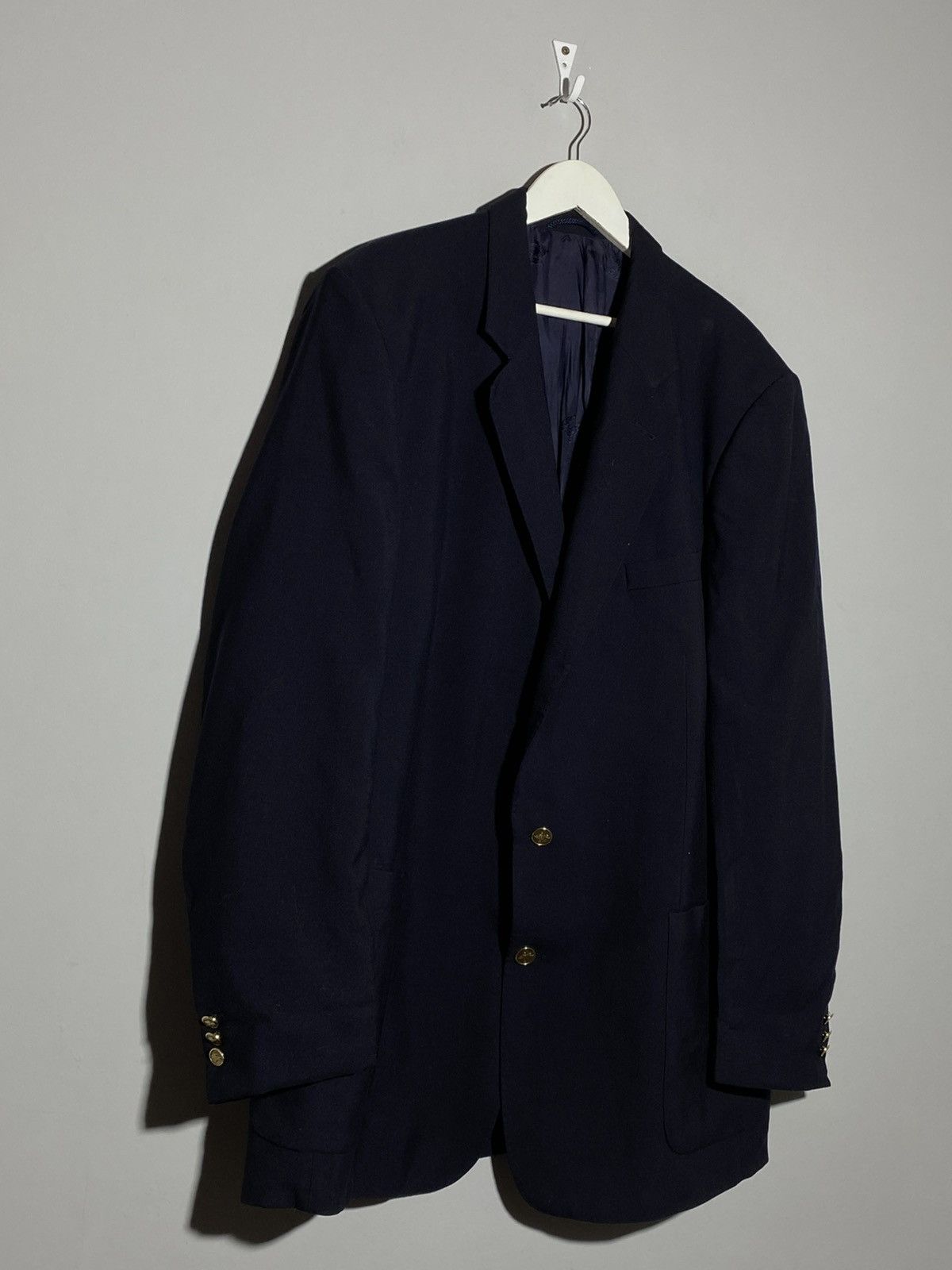 Burberry Vintage 90s Burberrys Blazer Jacket With Gold Logo Button Size 50R - 3 Thumbnail