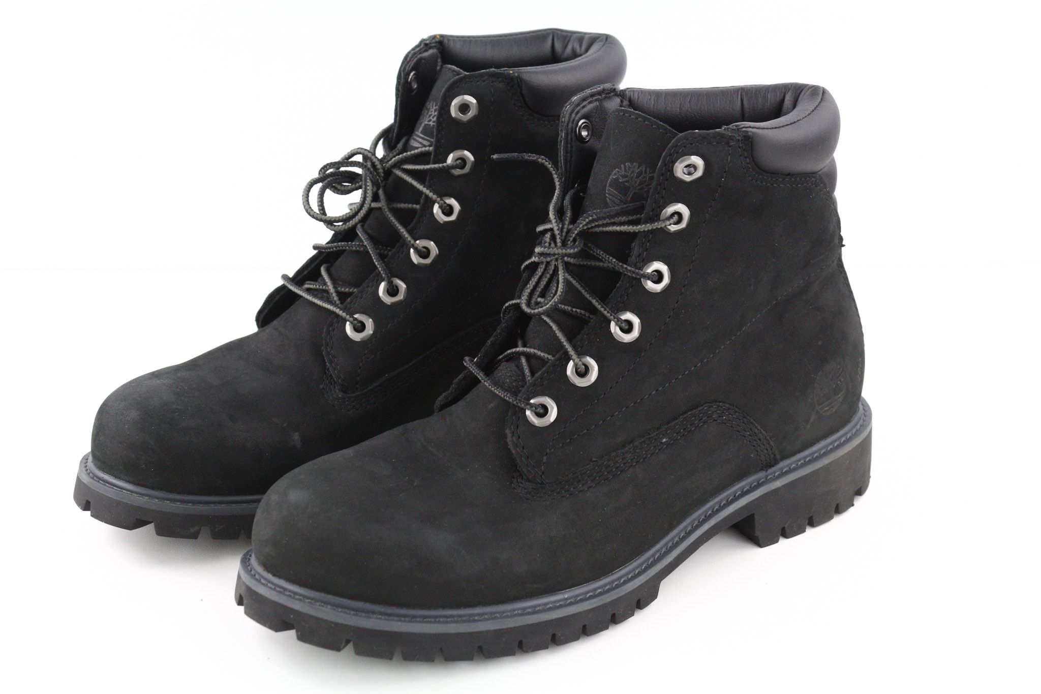 6939R UK7.5 Leather Black Round Toe High Top Boots 79933