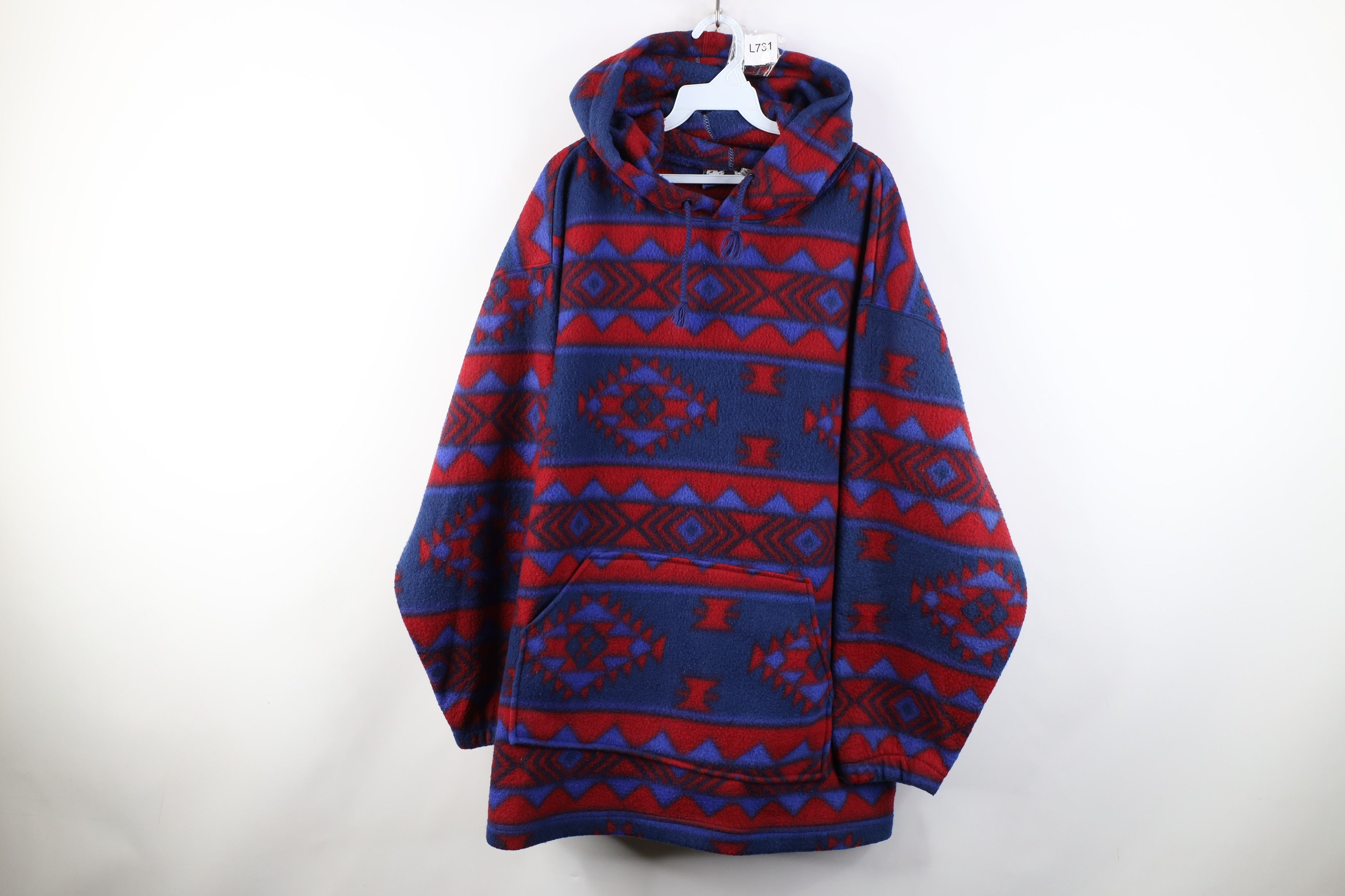 Vintage Vintage 90s Streetwear Southwestern Fair Isle Fleece Hoodie Size US L / EU 52-54 / 3 - 1 Thumbnail