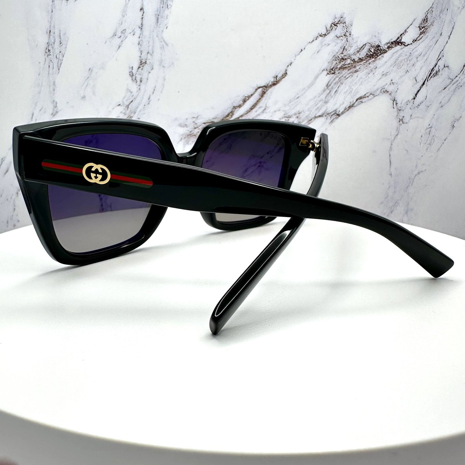 Gucci New GUCCI Sunglasses Black 54mm Square Gold GG Red Green Web Size ONE SIZE - 14 Thumbnail