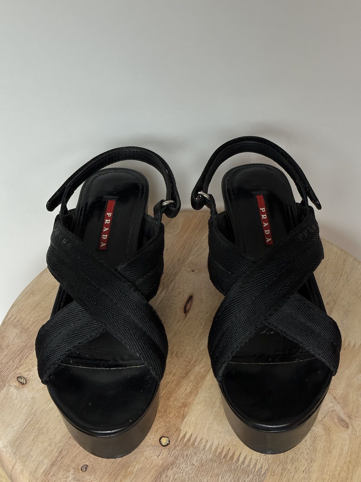 Prada Vintage y2k Prada wedge platforms sandal Size US 7 / IT 37 - 6 Thumbnail