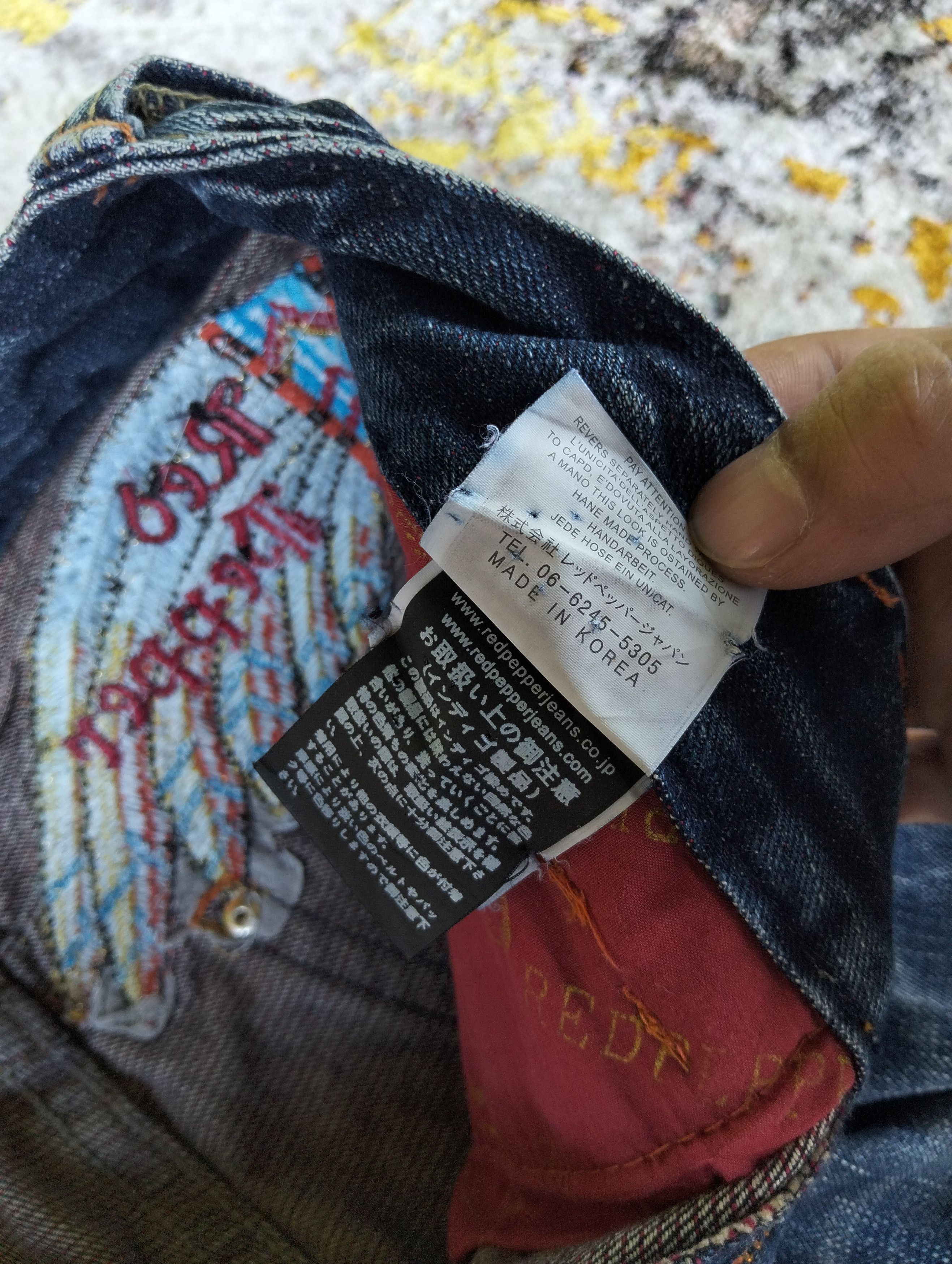 Tornado Mart Japanese Red Pepper Flared Embroidered Indian Low Rise Jeans Size US 28 / EU 44 - 16 Thumbnail