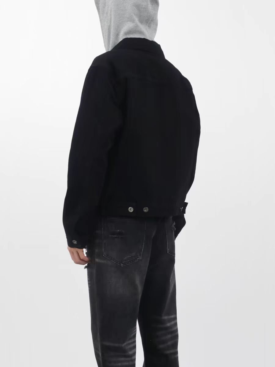 Japanese Brand × Vintage Black Simple Short Denim Jacket Lapel Zipper Coat Size US L / EU 52-54 / 3 - 5 Thumbnail
