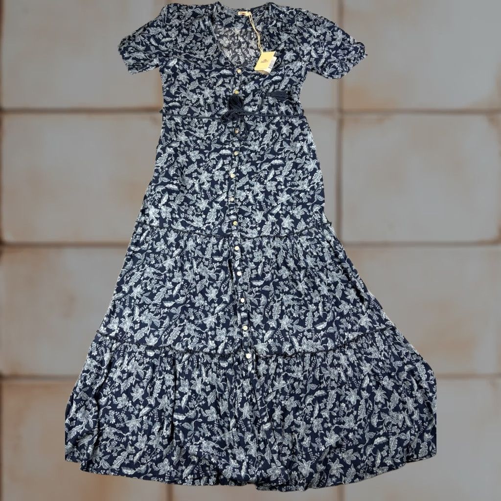 Faherty Faherty Dress Women’s Small Blue Floral Button Front Long Sleeve NEW Size S / US 4 / IT 40 - 1 Thumbnail