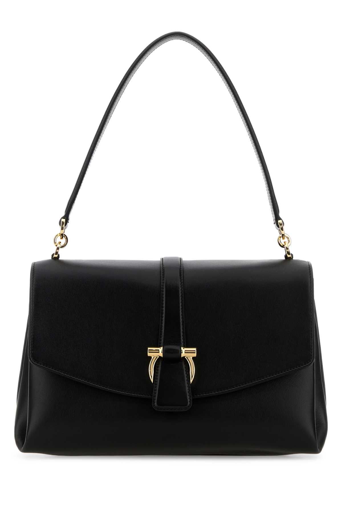 Salvatore Ferragamo Black Leather Shoulder Bag Size ONE SIZE - 1 Thumbnail