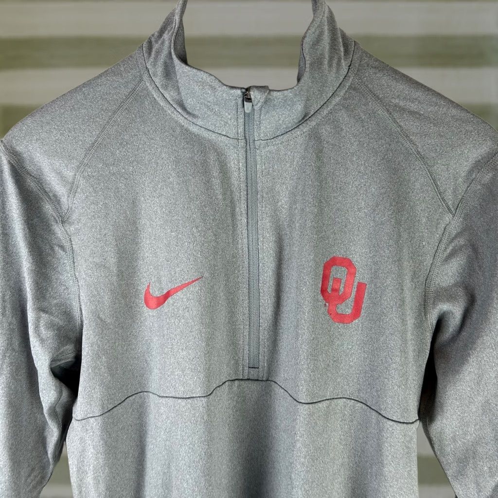 Nike Nike Oklahoma Sooners OU Pullover Men Small Grey Dri-FIT Quarter-Zip 926270-063 Size US S / EU 44-46 / 1 - 1 Thumbnail