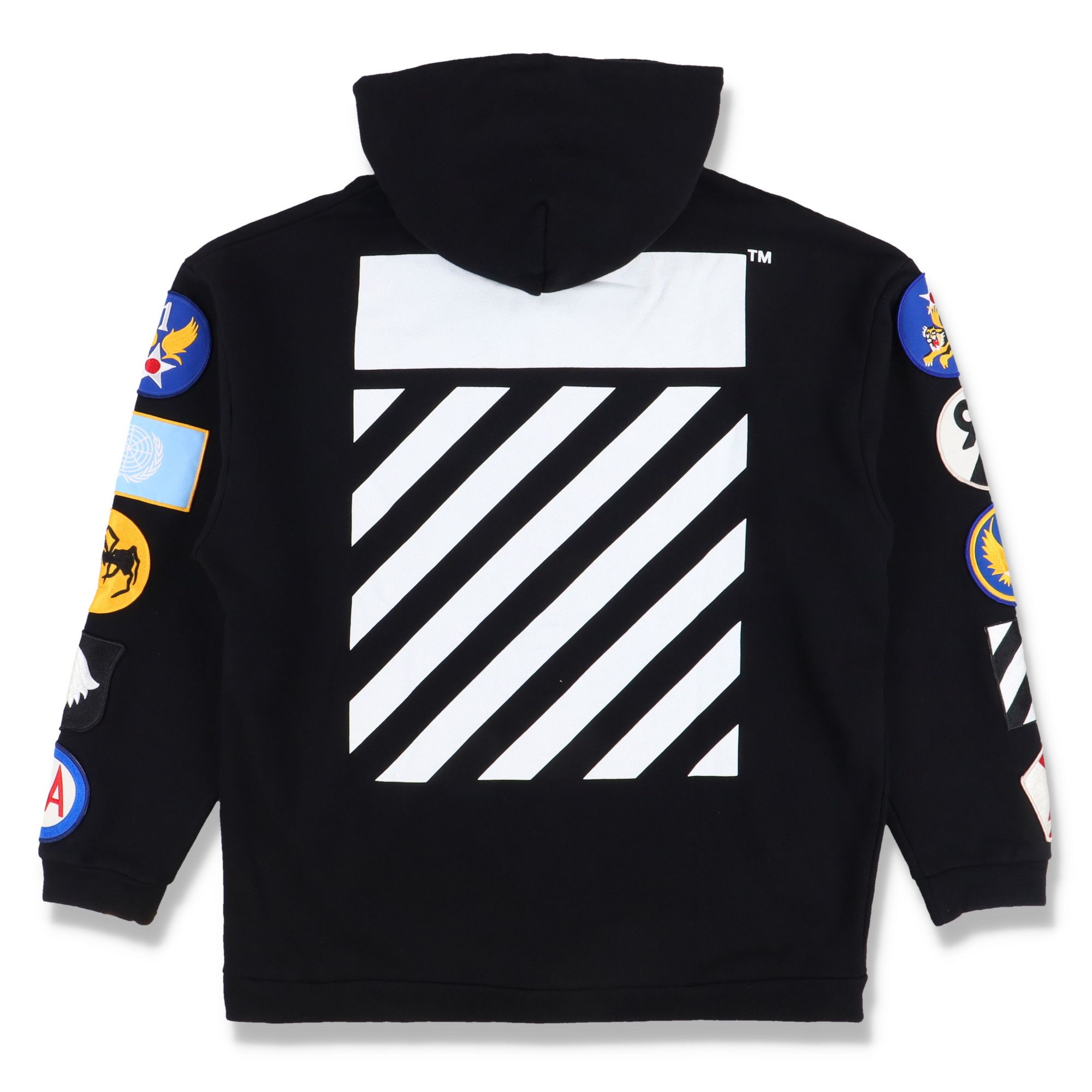 Image of Off White Black Multi Patch Sleeve Zip Hoodie, Men's (Size Small)