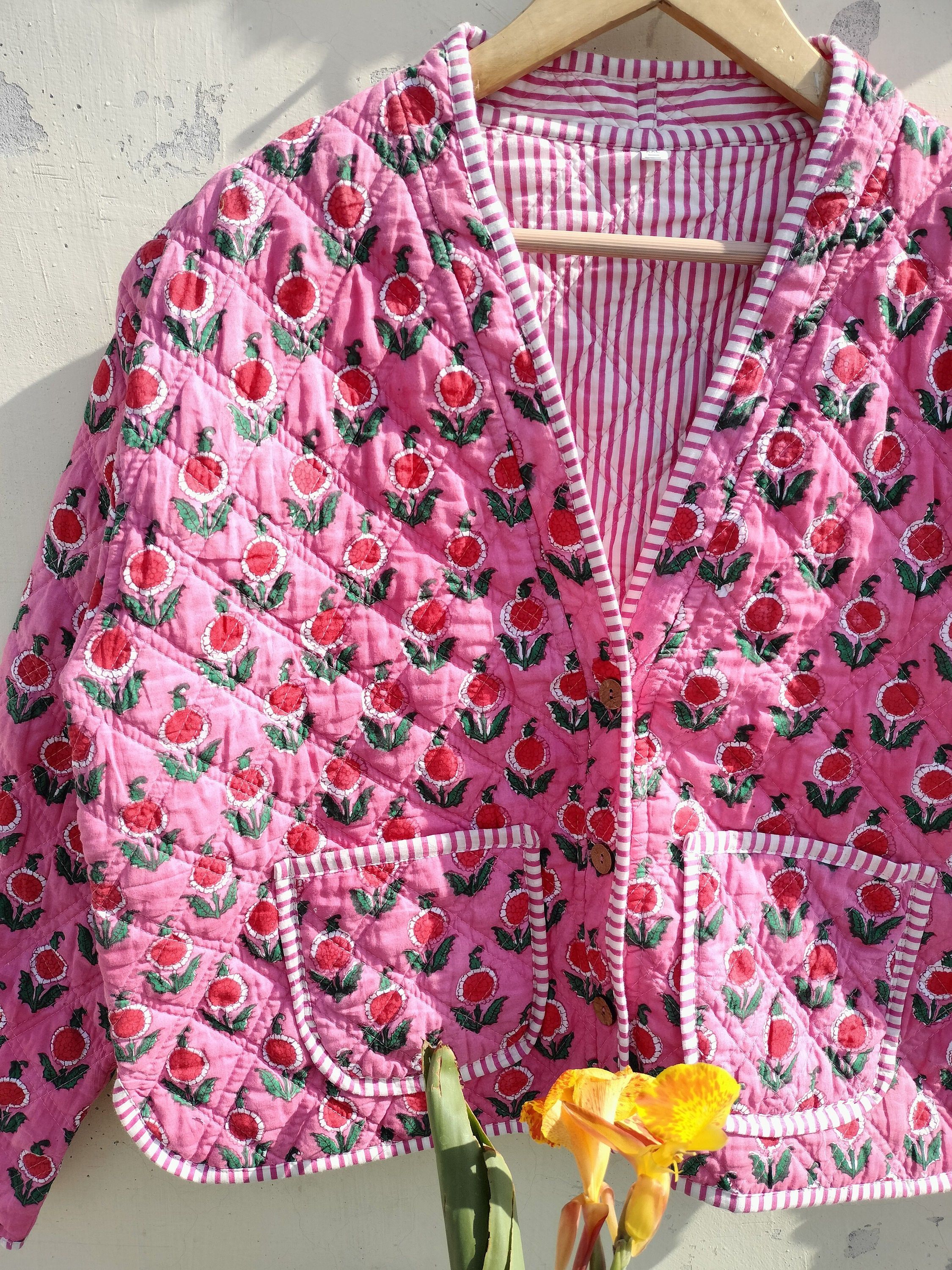 Vintage Indian Handmade Vintage Quilted Jacket Size M / US 6-8 / IT 42-44 - 4 Thumbnail
