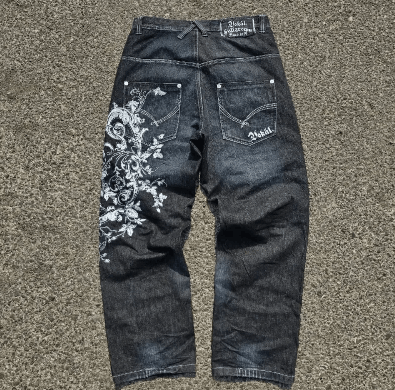 Japanese Brand Joker Pattern Embroidered Loose Jeans Size US 34 / EU 50 - 3 Thumbnail