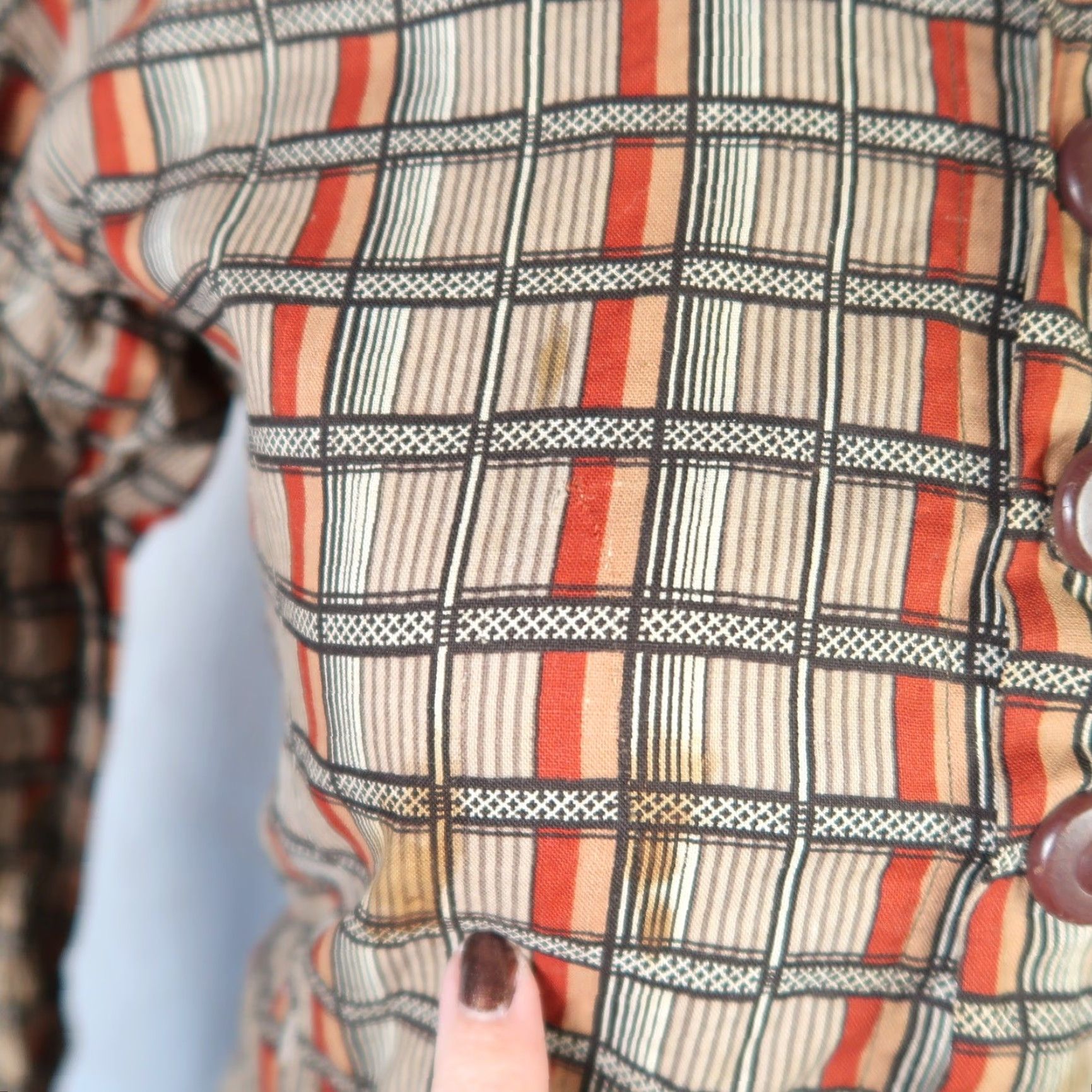Vintage VINTAGE Dress Plaid Victorian Day Maxi XS Women Long Sleeve Cotton Button Front A-Line 1800s Brown Prairie Style Size XS / US 0-2 / IT 36-38 - 7 Thumbnail