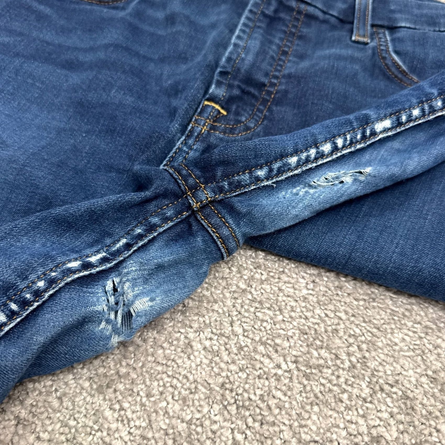 7 For All Mankind Jen7 7 For All Mankind Slim Boyfriend Denim Jeans Womens 12 Dark Wash Distressed - Minor Size 34" / US 12 / IT 48 - 7 Thumbnail