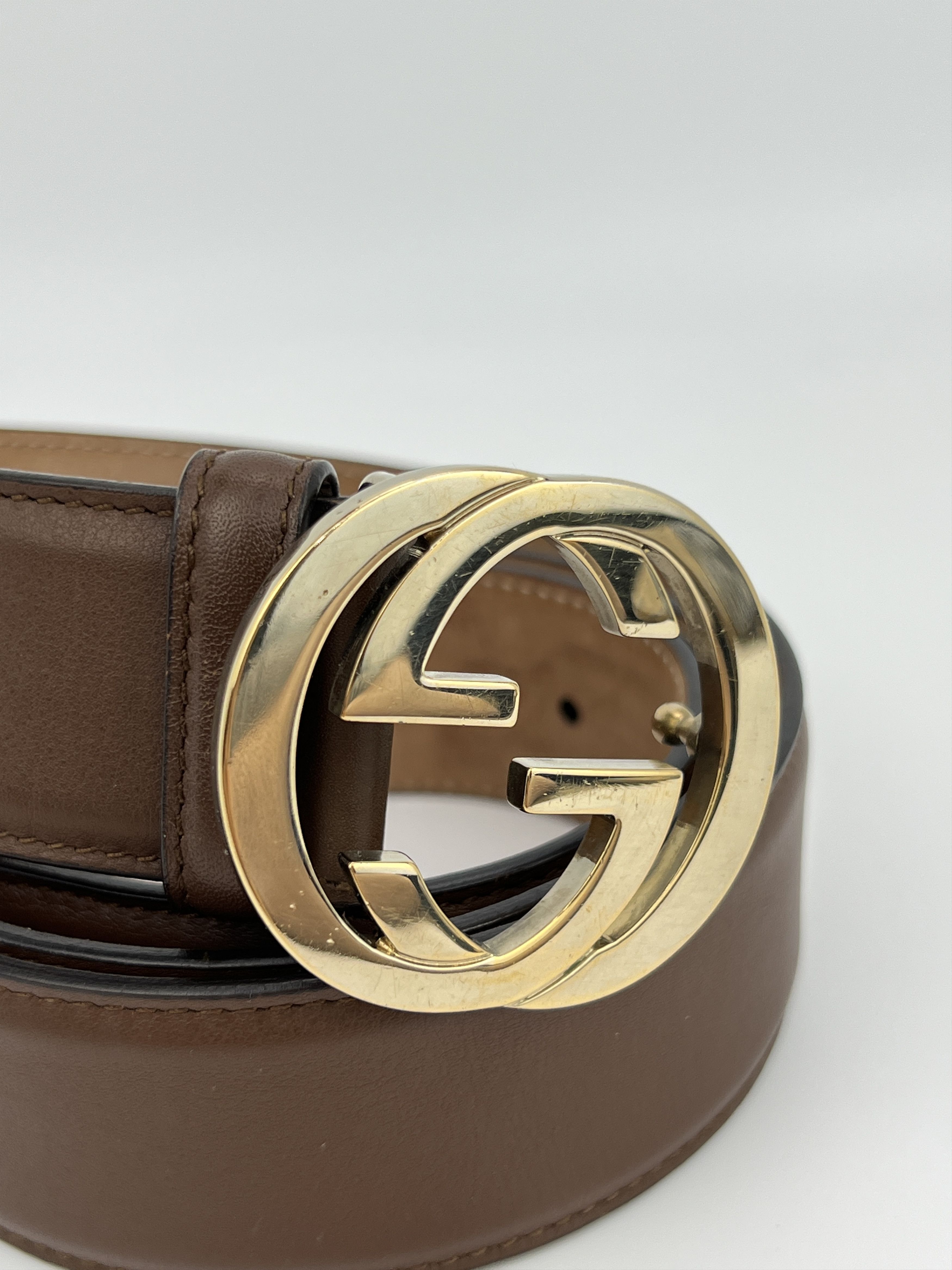 Gucci Gucci GG Logo Buckle Brown Leather Belt Size ONE SIZE - 9 Thumbnail