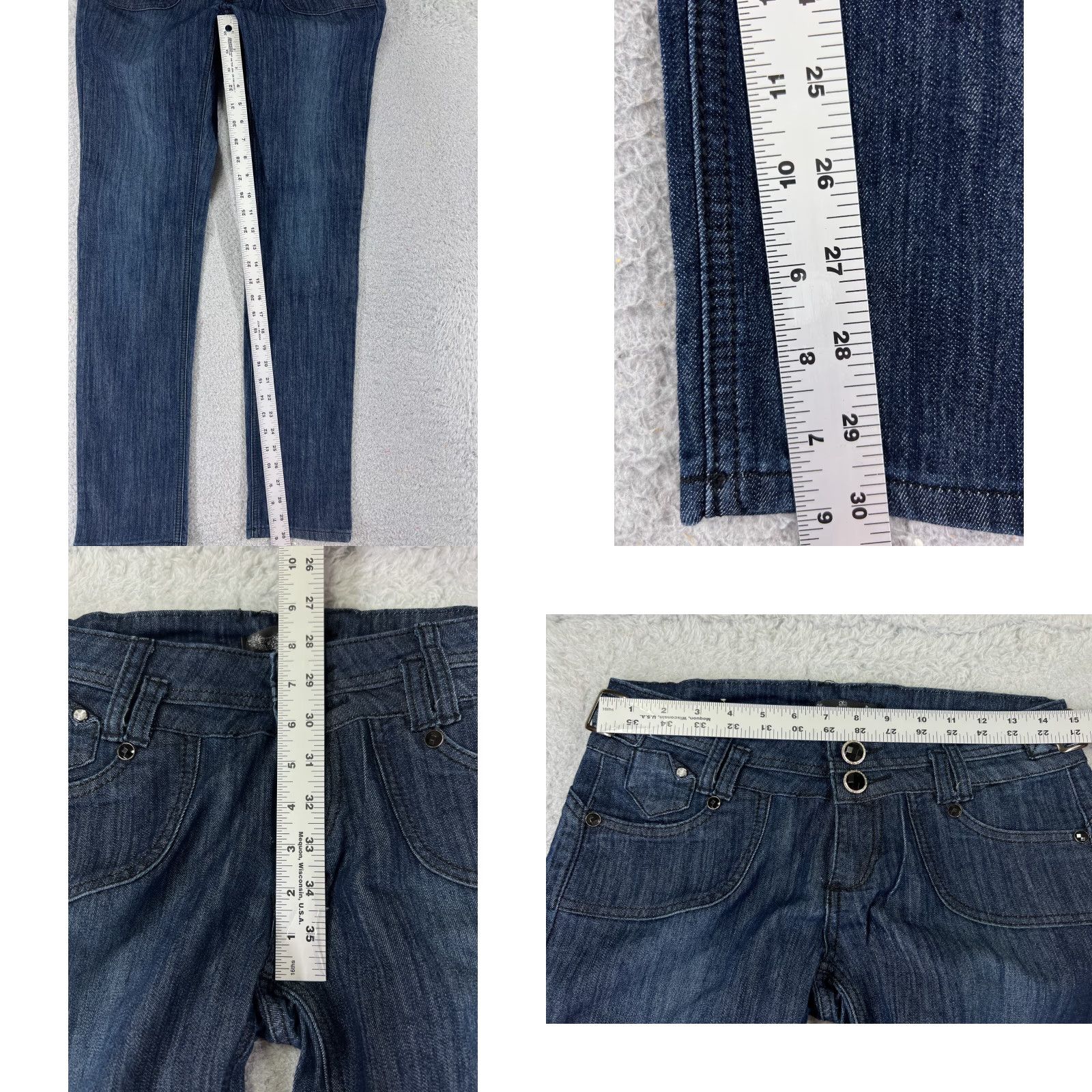Denime Clash Jeans Womens City Preppy 5-Pocket Denim Dark Blue Skinny Low Rise 29x30 Regular Size 9 Slim Stretch Cotton Size 30" / US 8 / IT 44 - 8 Thumbnail