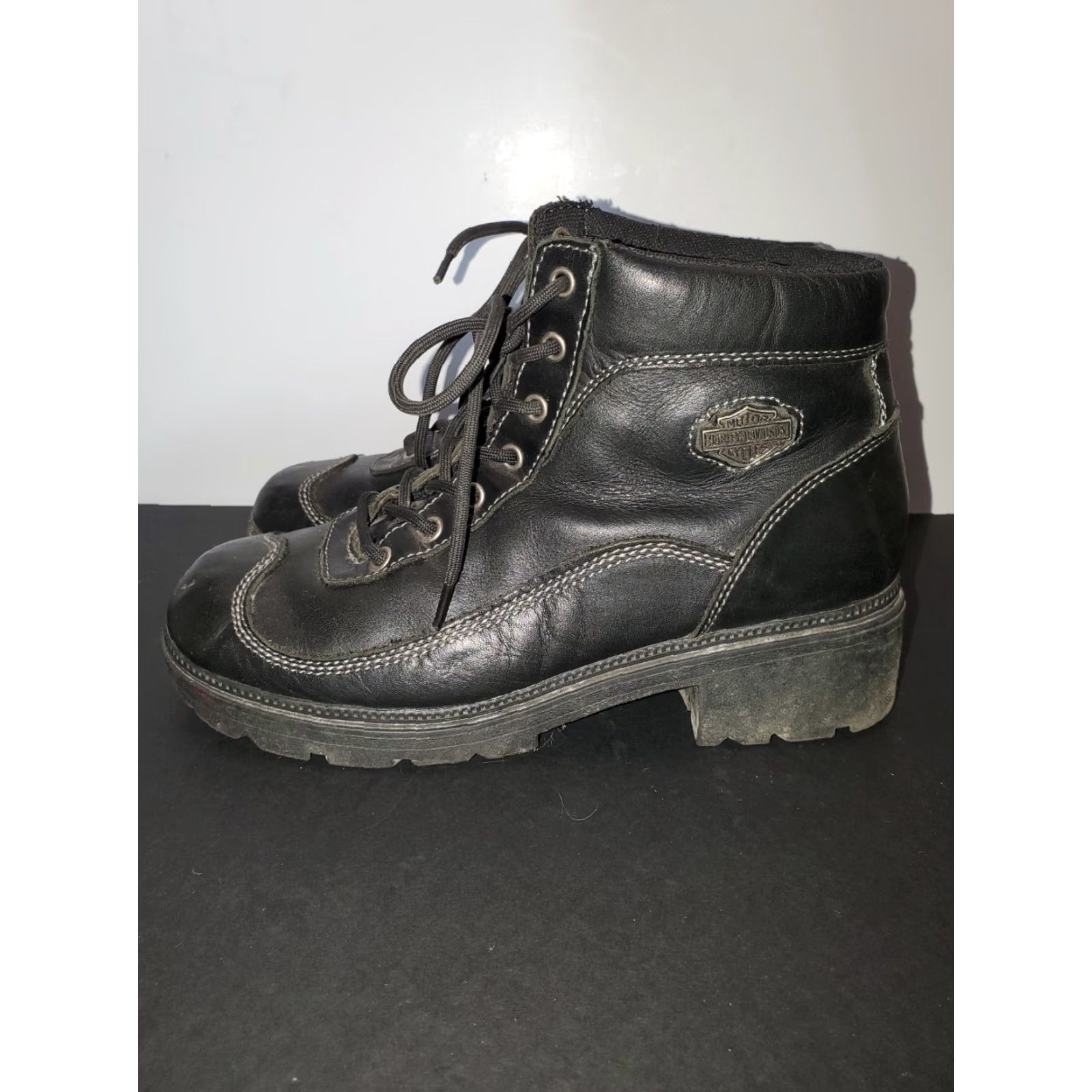 Harley Davidson Harley-Davidson Signature Black Leather Motorcycle Ankle Boot Women's 9 Size US 9 / IT 39 - 4 Thumbnail