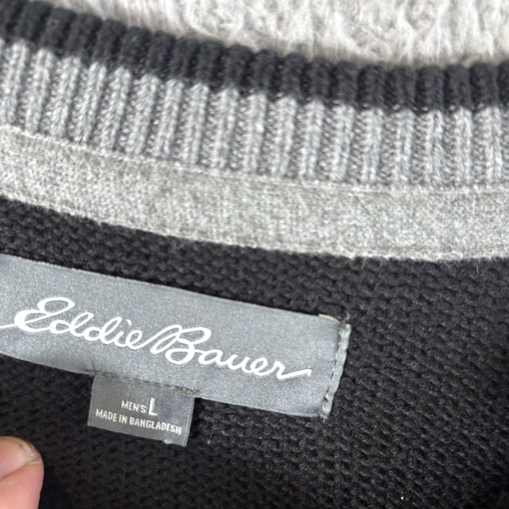 Eddie Bauer Eddie Bauer Henley Sweater Mens L Black Pullover Knit Cotton Heavy Pullover Size US L / EU 52-54 / 3 - 2 Thumbnail