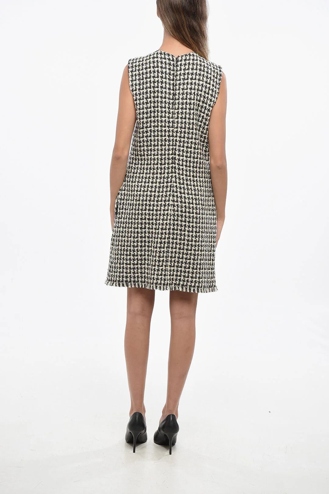 Lanvin og1mm0426 Textured Fabric Sleeveless Trapeze Dress in White Size M / US 6-8 / IT 42-44 - 2 Thumbnail