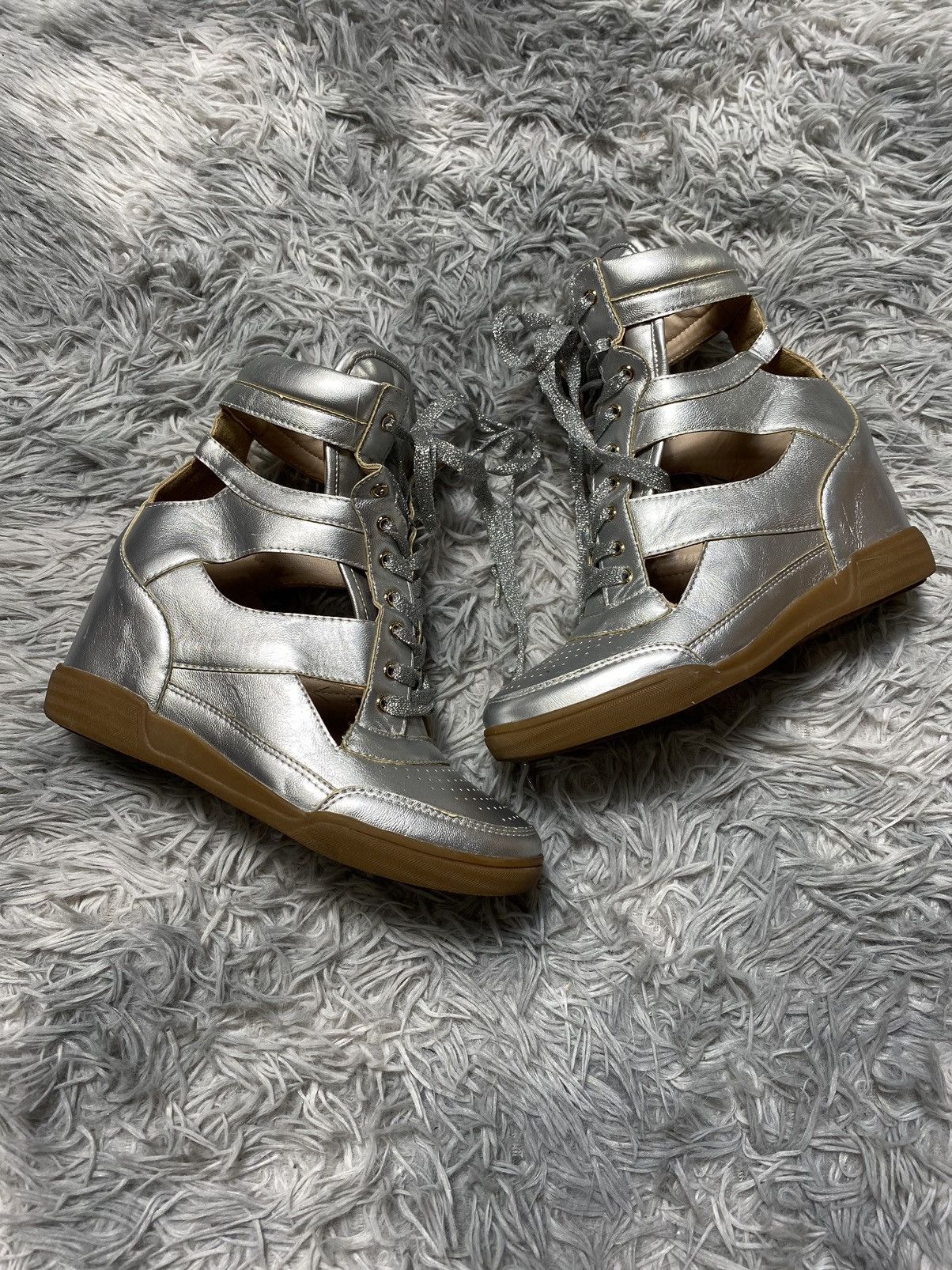 Sorte Felice Silver Wedge Booties - EU 37
