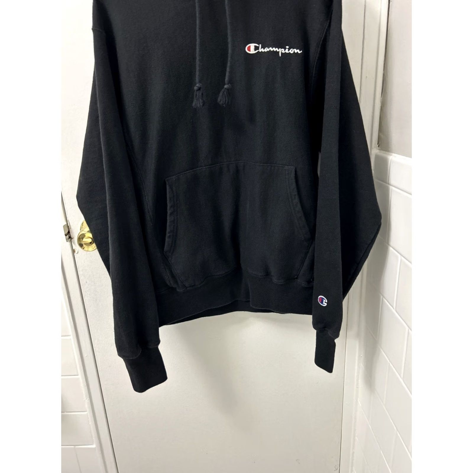 Champion VINTAGE Champion Reverse Weave Hoodie Mens Small Black Pullover Logo Sweatshirt Sweater Size US S / EU 44-46 / 1 - 3 Thumbnail