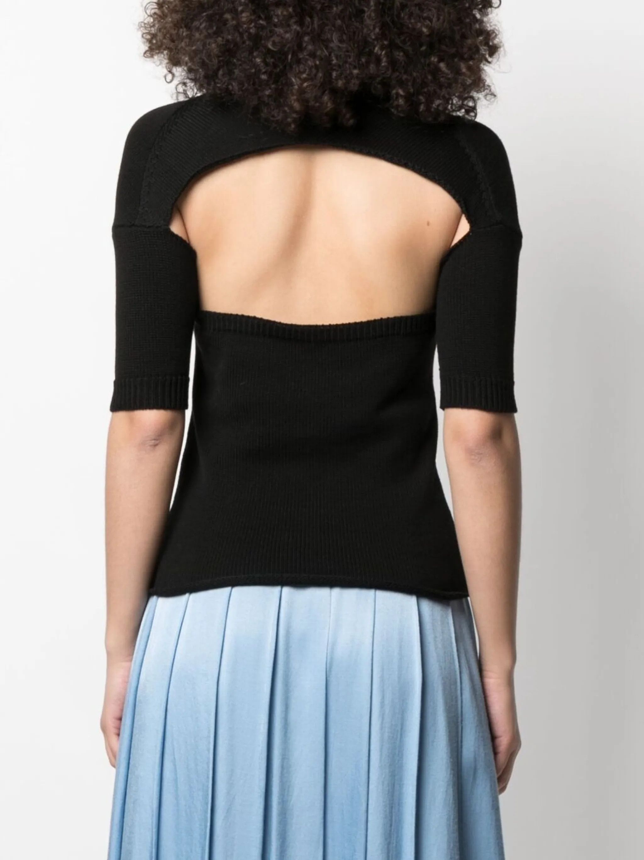 Chloe o1y0825 Short Sleeves Sweater in Black Size XS / US 0-2 / IT 36-38 - 4 Thumbnail
