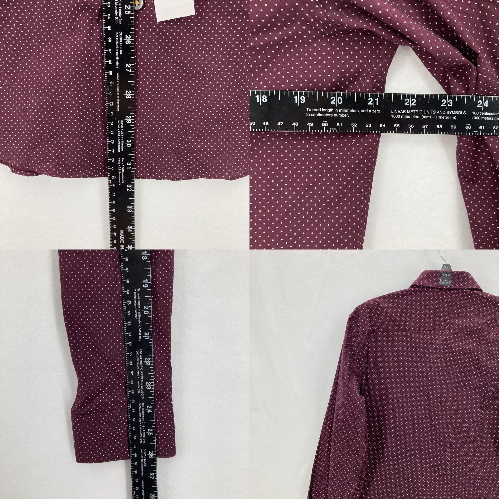 Apt. 9 APT 9 Shirt Mens 15.5 34/35 Poet Purple Polka Dot Slim Fit Stretch Dress Shirt NWT Size US L / EU 52-54 / 3 - 8 Thumbnail