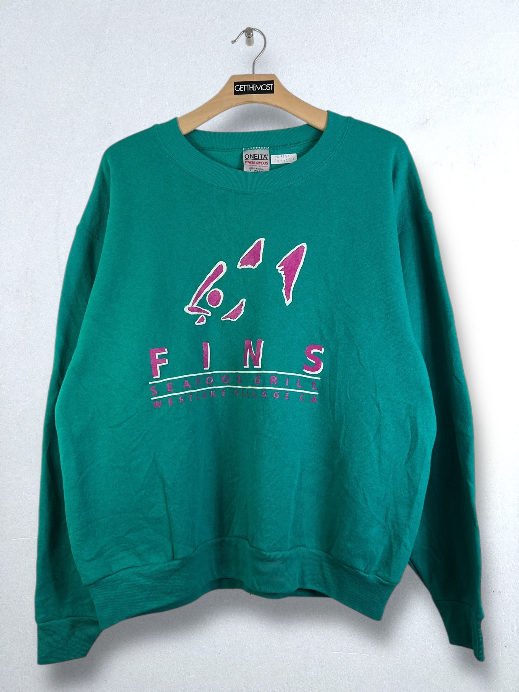 Vintage No.4873 Vintage 90s Fins Restaurant Promo Sweatshirt (XL) Size US XL / EU 56 / 4 - 1 Thumbnail
