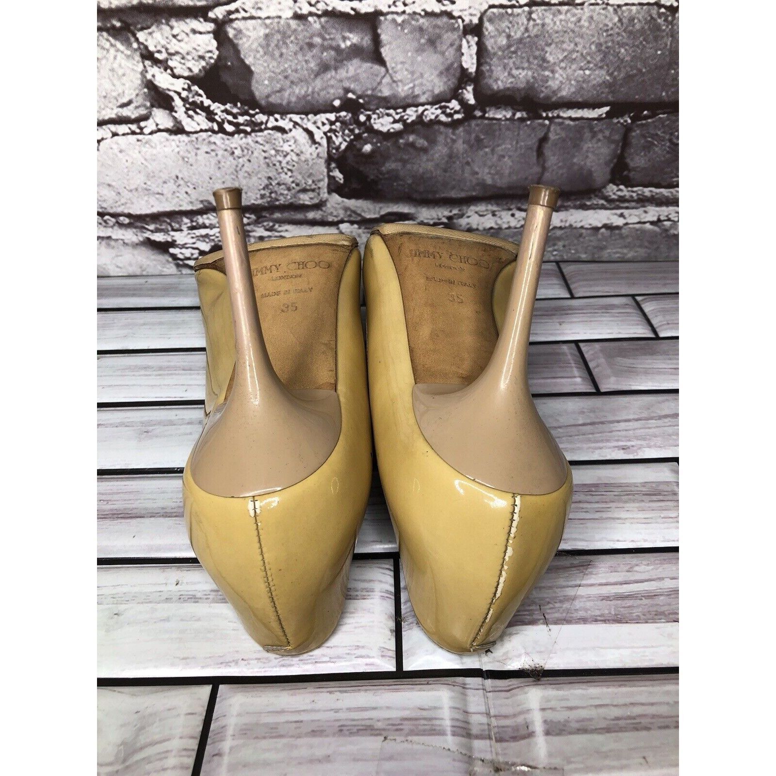 Jimmy Choo JIMMY CHOO London Yellow Patent Leather Kitten Pumps Heels W Size US 5 / IT 35 - 21 Thumbnail