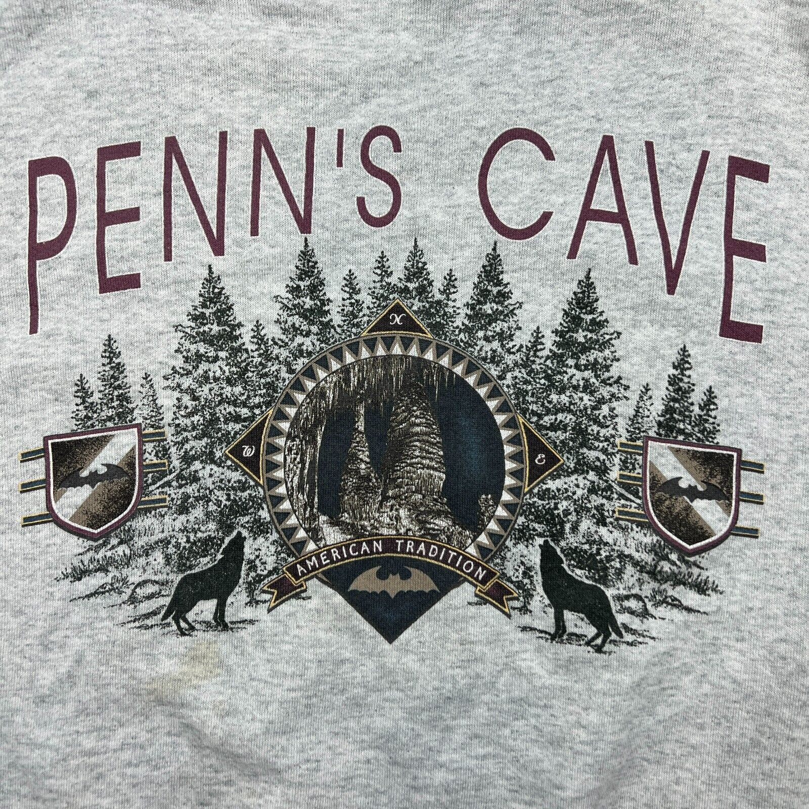 Vintage Vintage 90s Penn's Cave Sweatshirt Medium Gray Wolf Animal Size US M / EU 48-50 / 2 - 2 Thumbnail