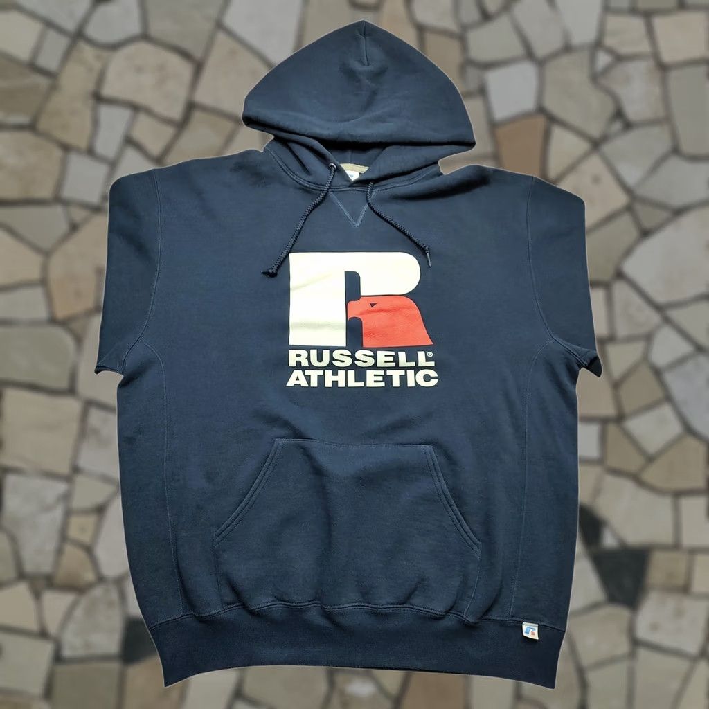 Russell Athletic VINTAGE Russell Athletic Hoodie Pullover Big Logo Graphic Fleece Blue XL Men 90s Classic, Hooded, Pockets, Lined Size US XL / EU 56 / 4 - 1 Thumbnail