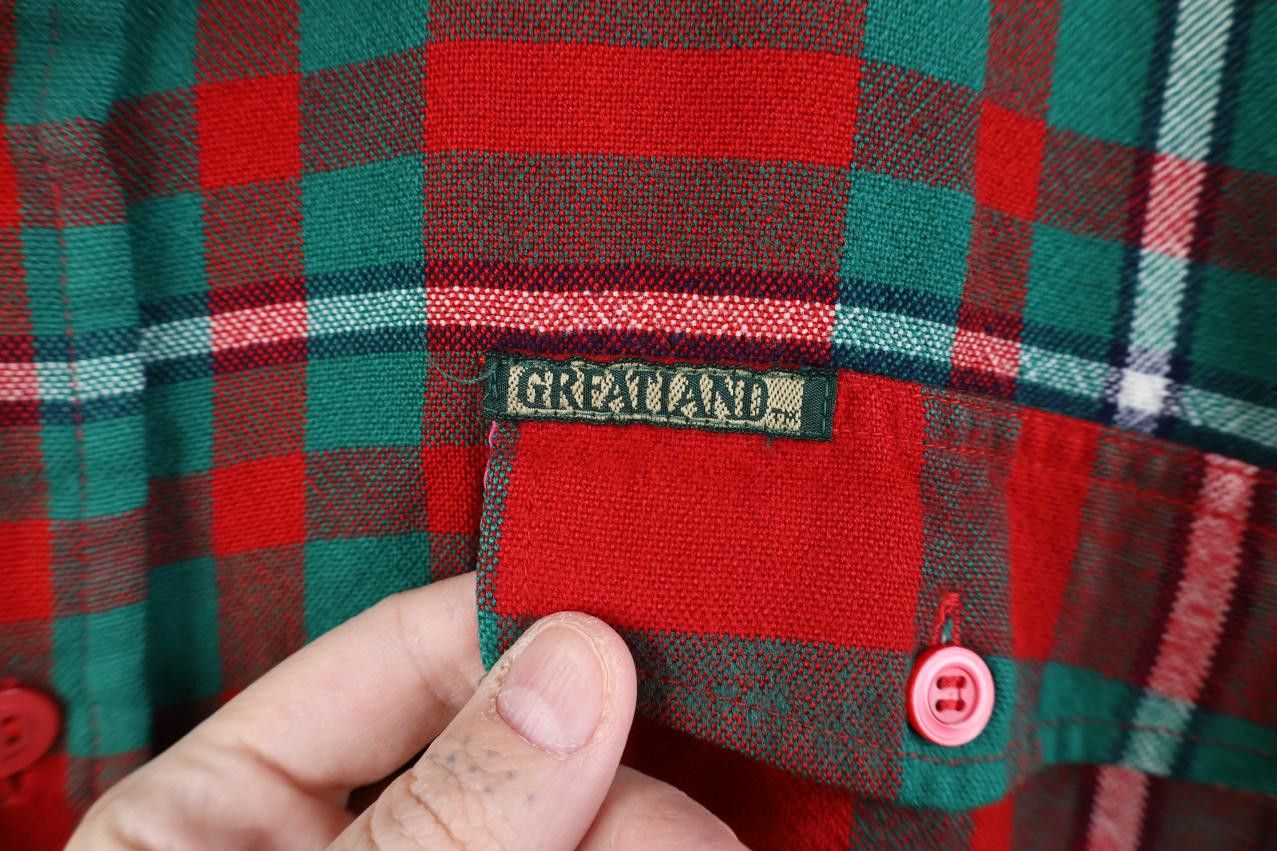 Vintage Vintage 70s 80s Streetwear Knit Collared Button Shirt Plaid Size US L / EU 52-54 / 3 - 4 Thumbnail