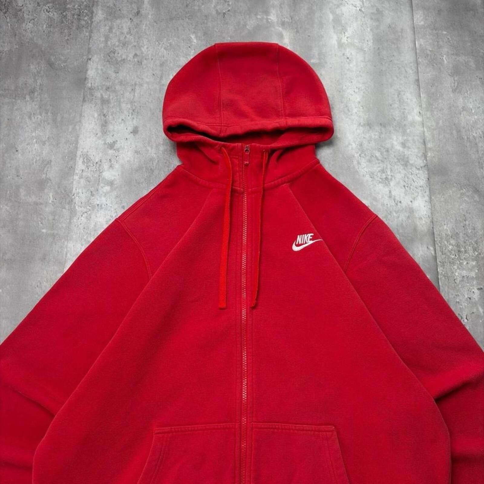 Nike Y2K Red Nike Swoosh Grunge Baggy Distressed Zip Up Hoodie Size US XL / EU 56 / 4 - 2 Thumbnail
