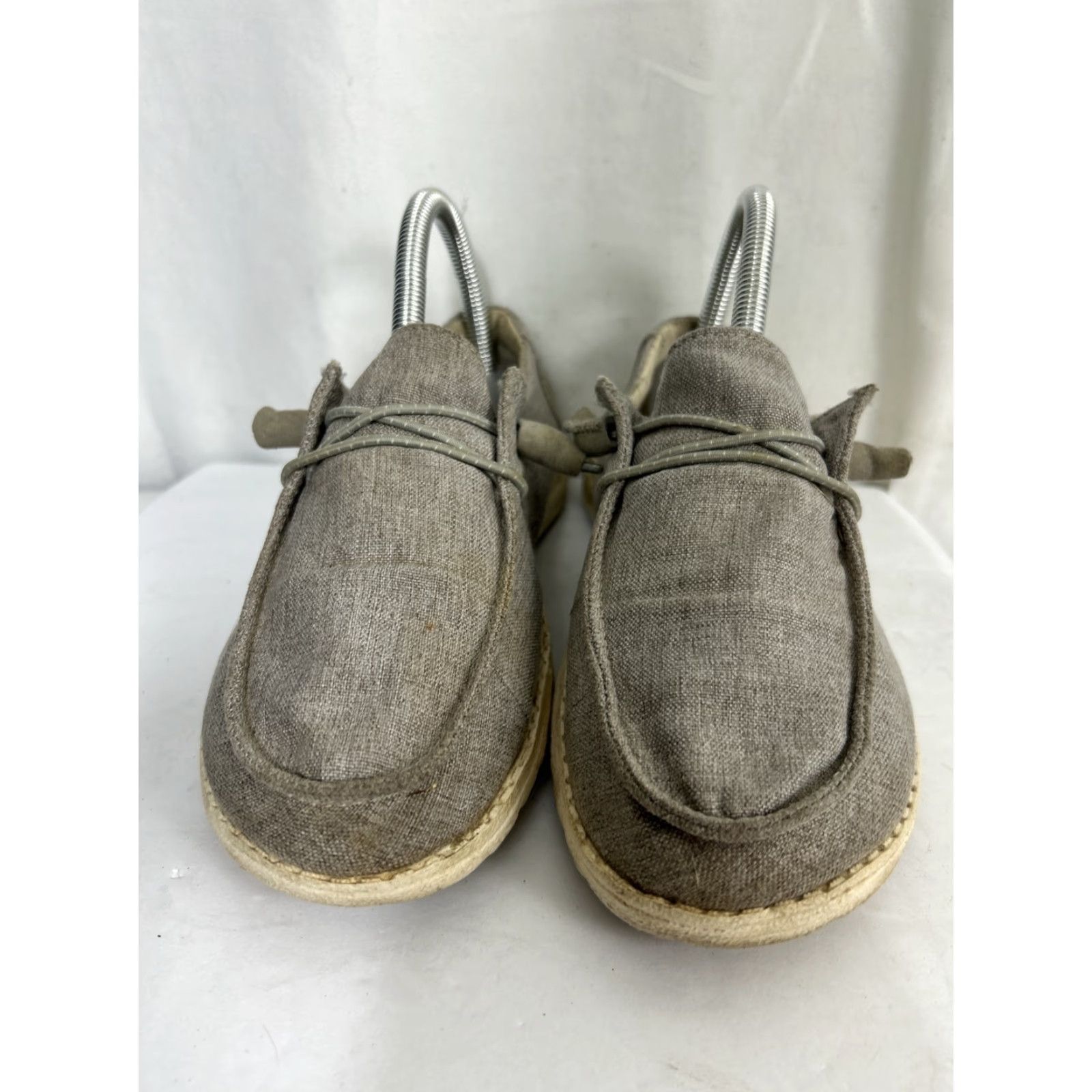 Vintage Hey Dude Women Wendy Woven Taupe Loafers Gray Casual Slip On Flat Heel 6 US 4 UK Round Toe Cotton Lining Low Top Women Size US 4 / IT 34 - 4 Thumbnail