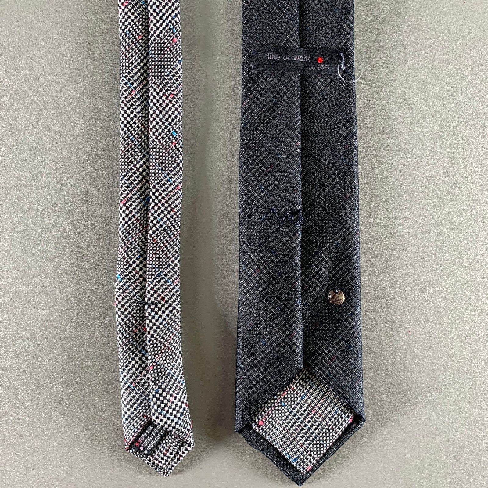 title of work TITLE OF WORK Black Grey & White Glenplaid Silk Tie Size ONE SIZE - 2 Thumbnail