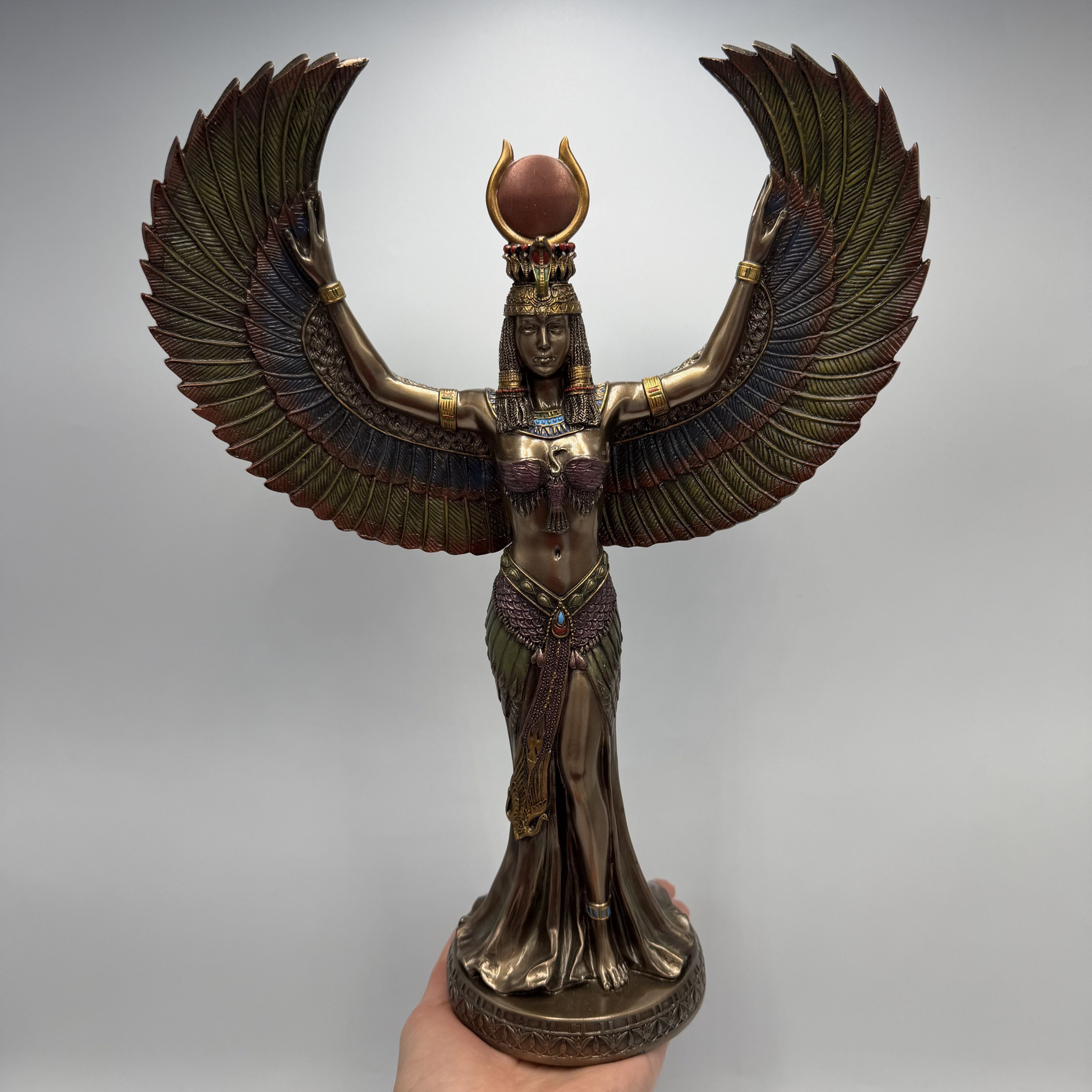 Vintage Isis Goddess Statue Bronze Finish Egyptian Winged Figurine Size ONE SIZE - 4 Thumbnail