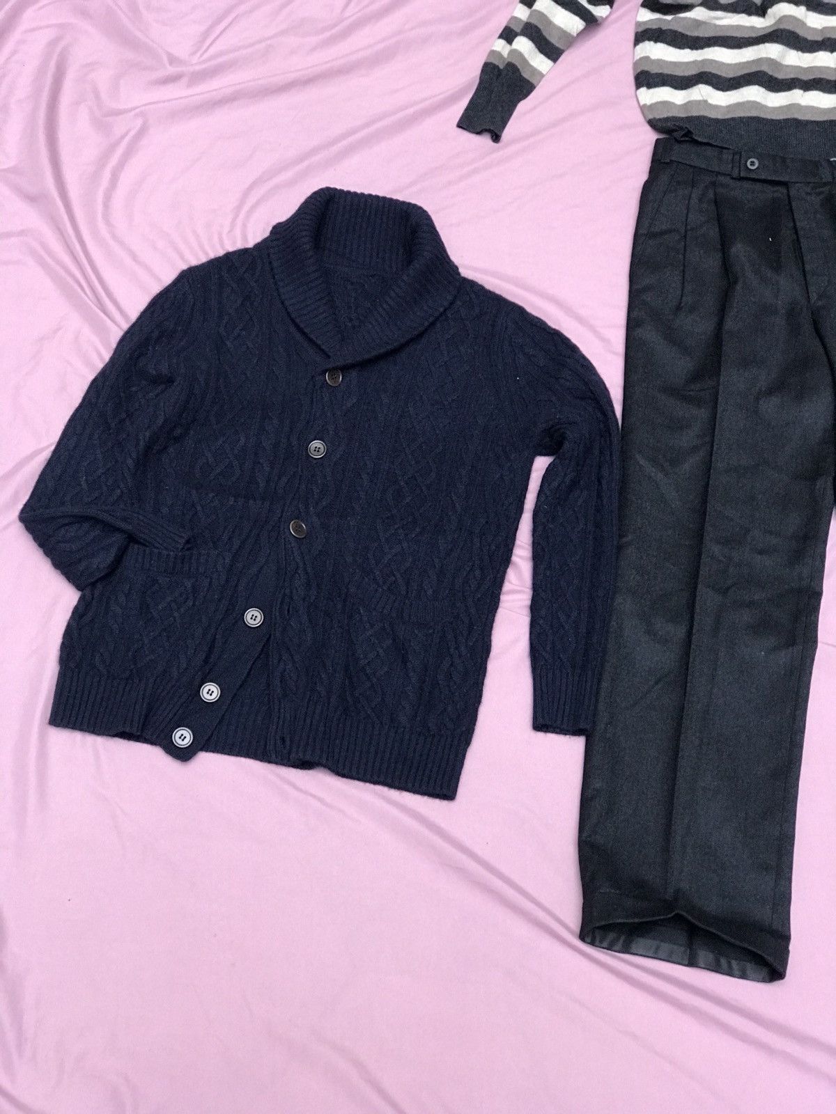 Other PURE CASHMERE CABLE KNIT SHAWL COLLAR CARDIGAN Size M / US 6-8 / IT 42-44 - 5 Thumbnail