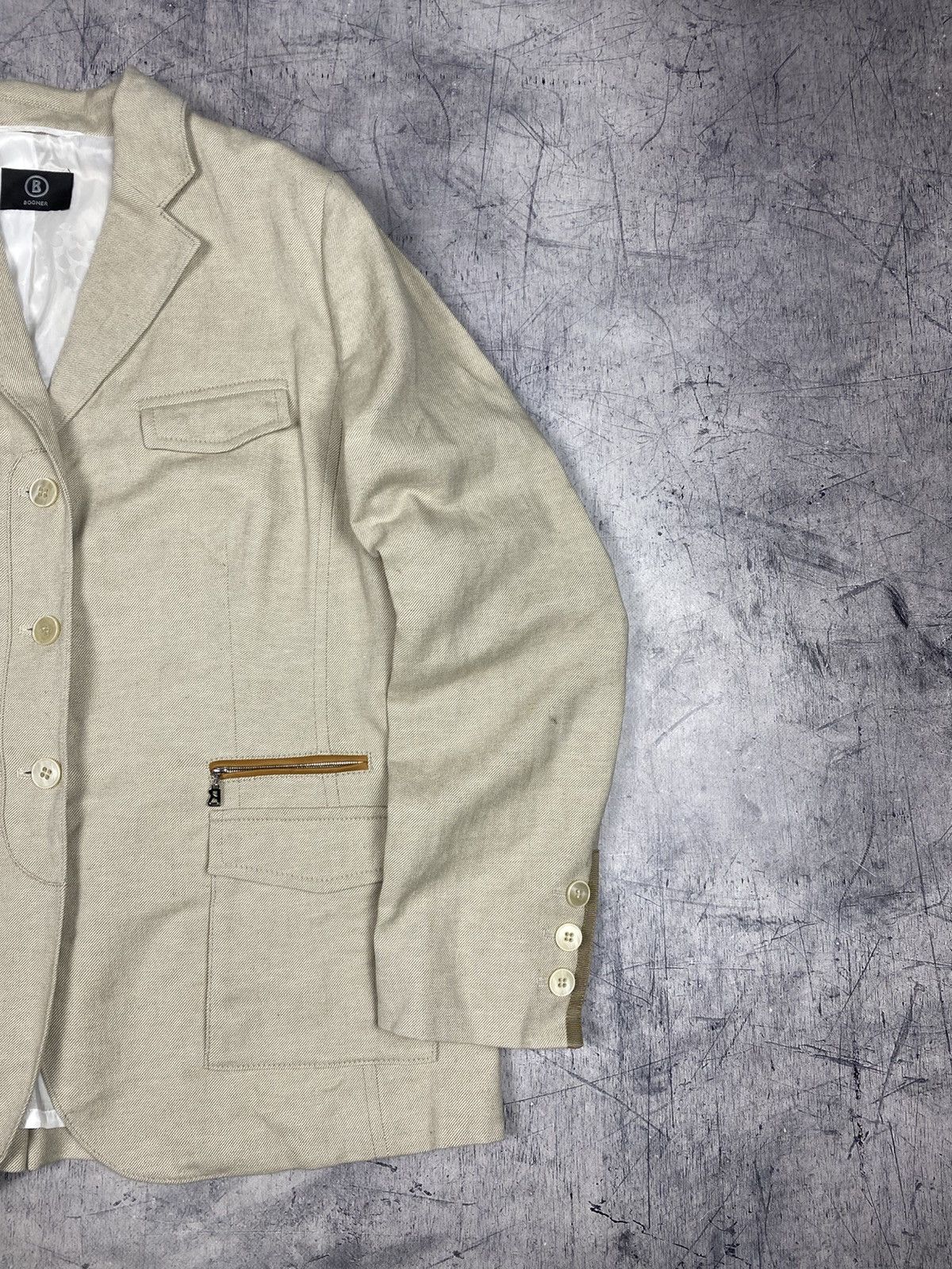 Bogner Bogner Beige Linen Cotton Tailored Blazer EU44 XL luxury Size XL / US 12-14 / IT 48-50 - 4 Thumbnail