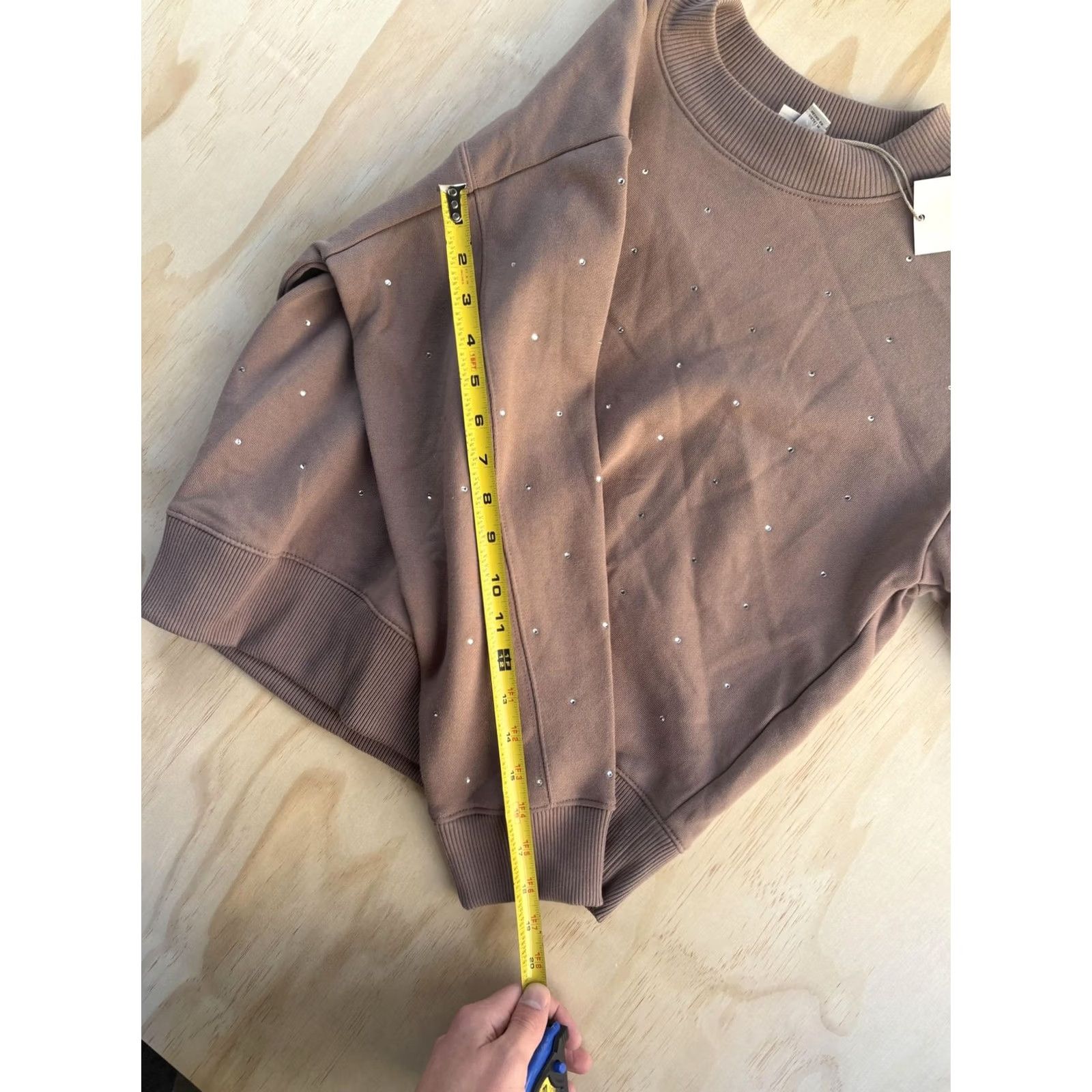 Vintage A New Day Sweatshirt Womens XS Brown Rhinestone Studded Polka Dot Crewneck Size XS / US 0-2 / IT 36-38 - 4 Thumbnail