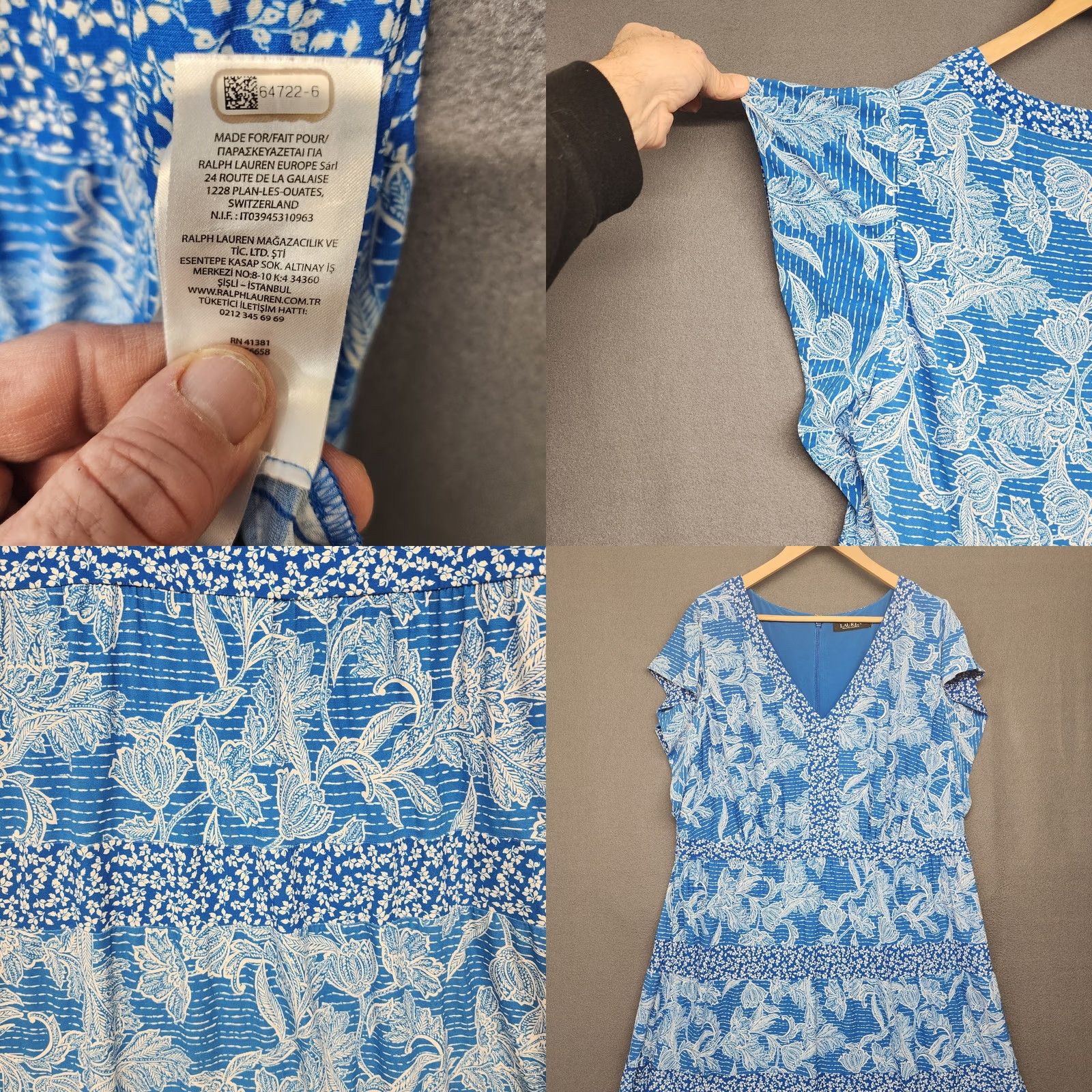 Ralph Lauren Ralph Lauren Dress Womens Large Blue Floral Maxi Flutter Sleeve Size L / US 10 / IT 46 - 8 Thumbnail