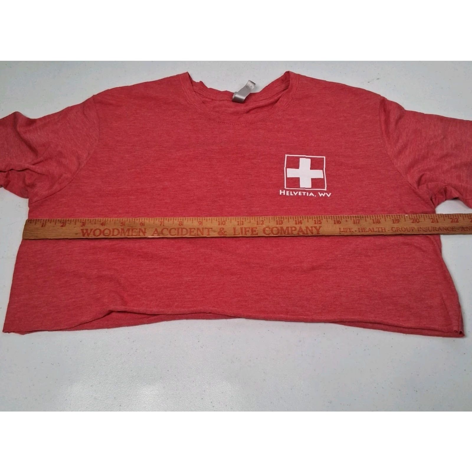 Next Level Next Level Woman T-Shirt Cropped Red Helvetia WV West Virginia Swiss Heritage Graphic Crew Neck Short Sleeve L Shirt Size L / US 10 / IT 46 - 5 Thumbnail
