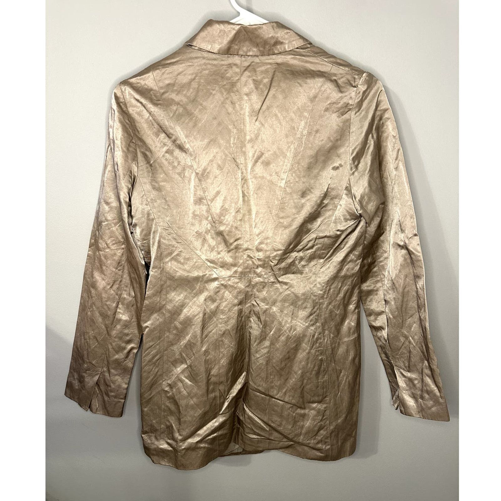 Eileen Fisher Eileen Fisher Satin Crinkle Blazer Jacket Champagne Women XS Size XS / US 0-2 / IT 36-38 - 8 Thumbnail