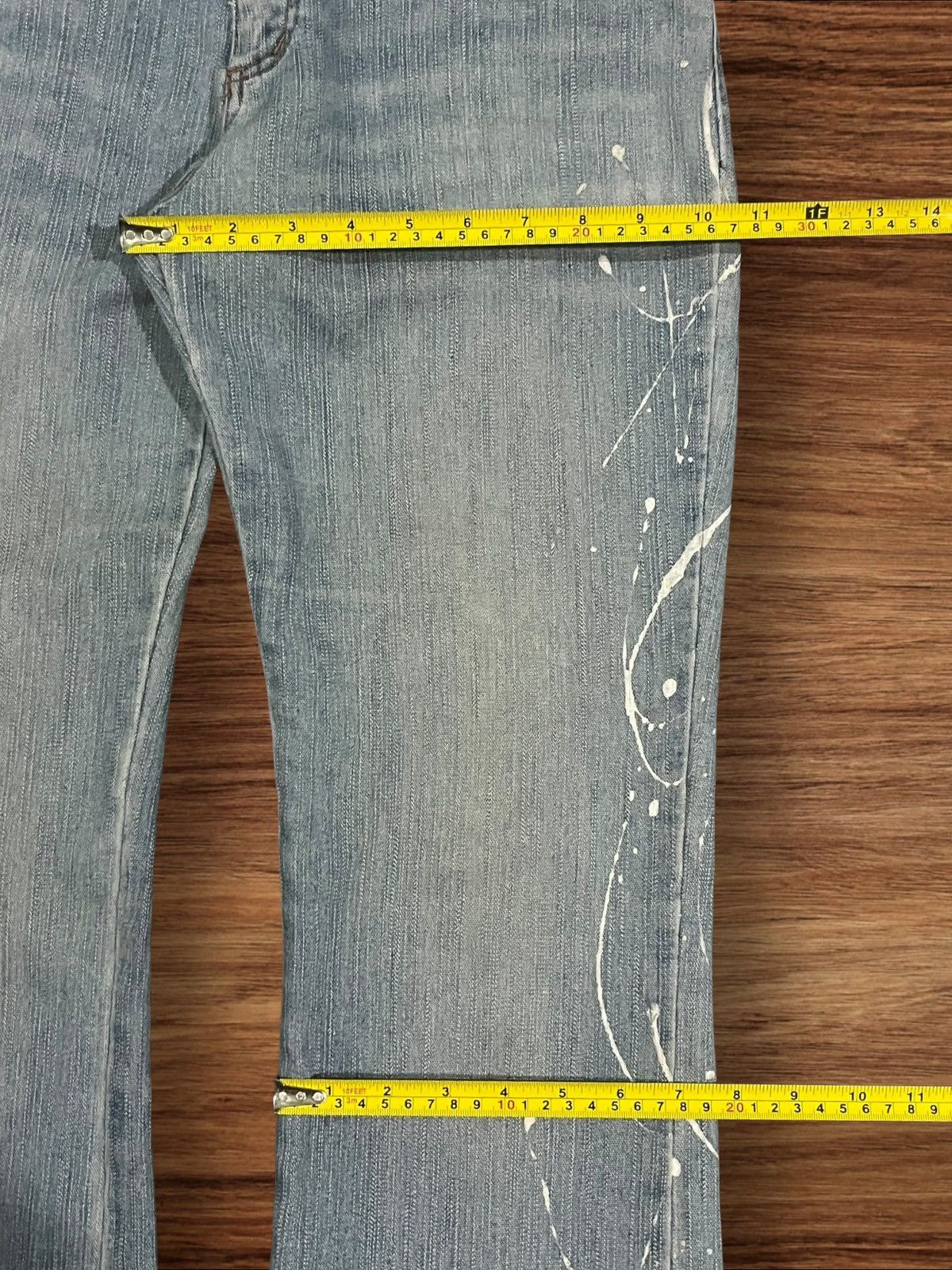 Hysteric Glamour × Japanese Brand × Tornado Mart Japanese Brand Paint Splattered Blue Wash Retro Flare Jeans Size US 29 - 14 Thumbnail