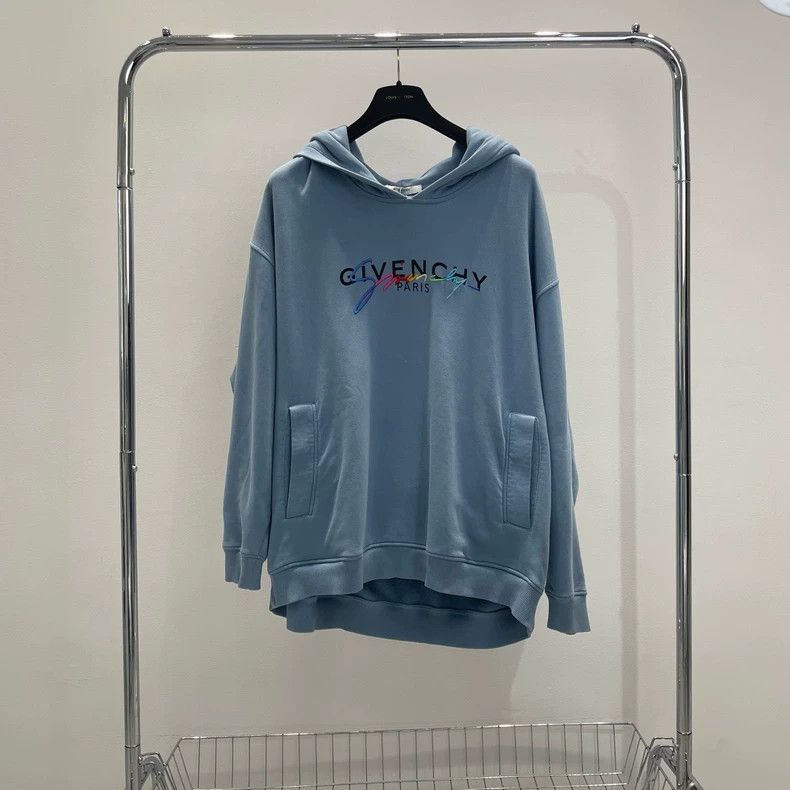 Givenchy Givenchy Chest Logo Haze Blue Printed Embroidered Hoodie Size US L / EU 52-54 / 3 - 1 Thumbnail