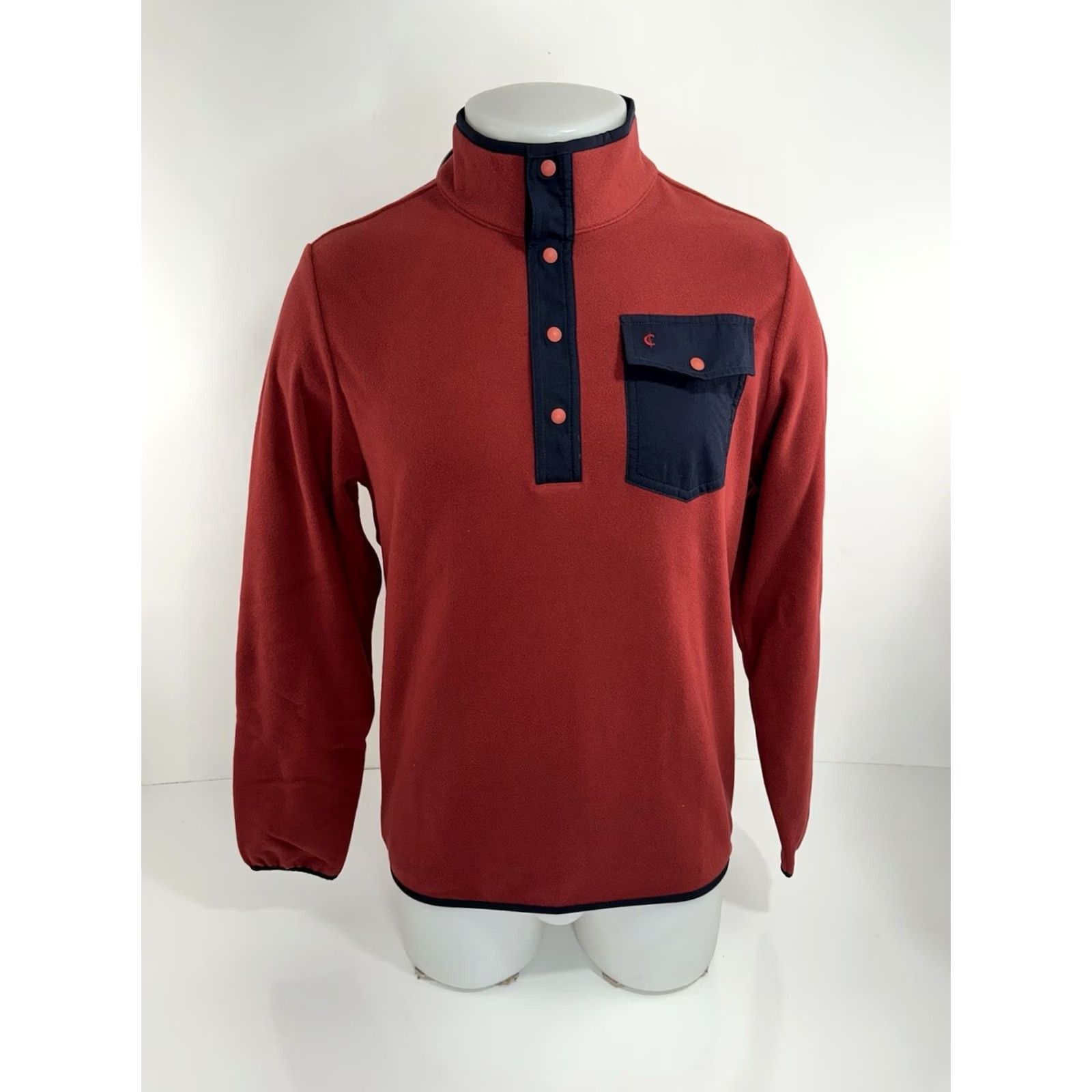Logo 7 CRIQUET Red Fleece Pullover Jacket - S Snap Embroidered Logo CQ46 Mens Shirt? Size US S / EU 44-46 / 1 - 2 Thumbnail