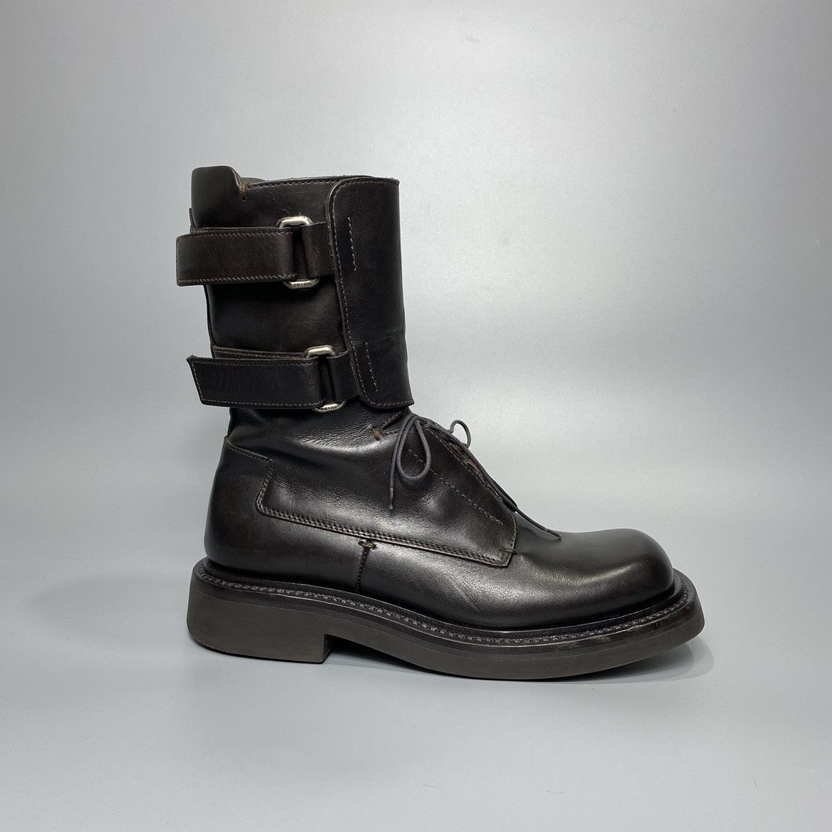 Prada FW99 Double Strapped Square Toe Boots (RUNWAY) Size US 6 / EU 39 - 9 Thumbnail