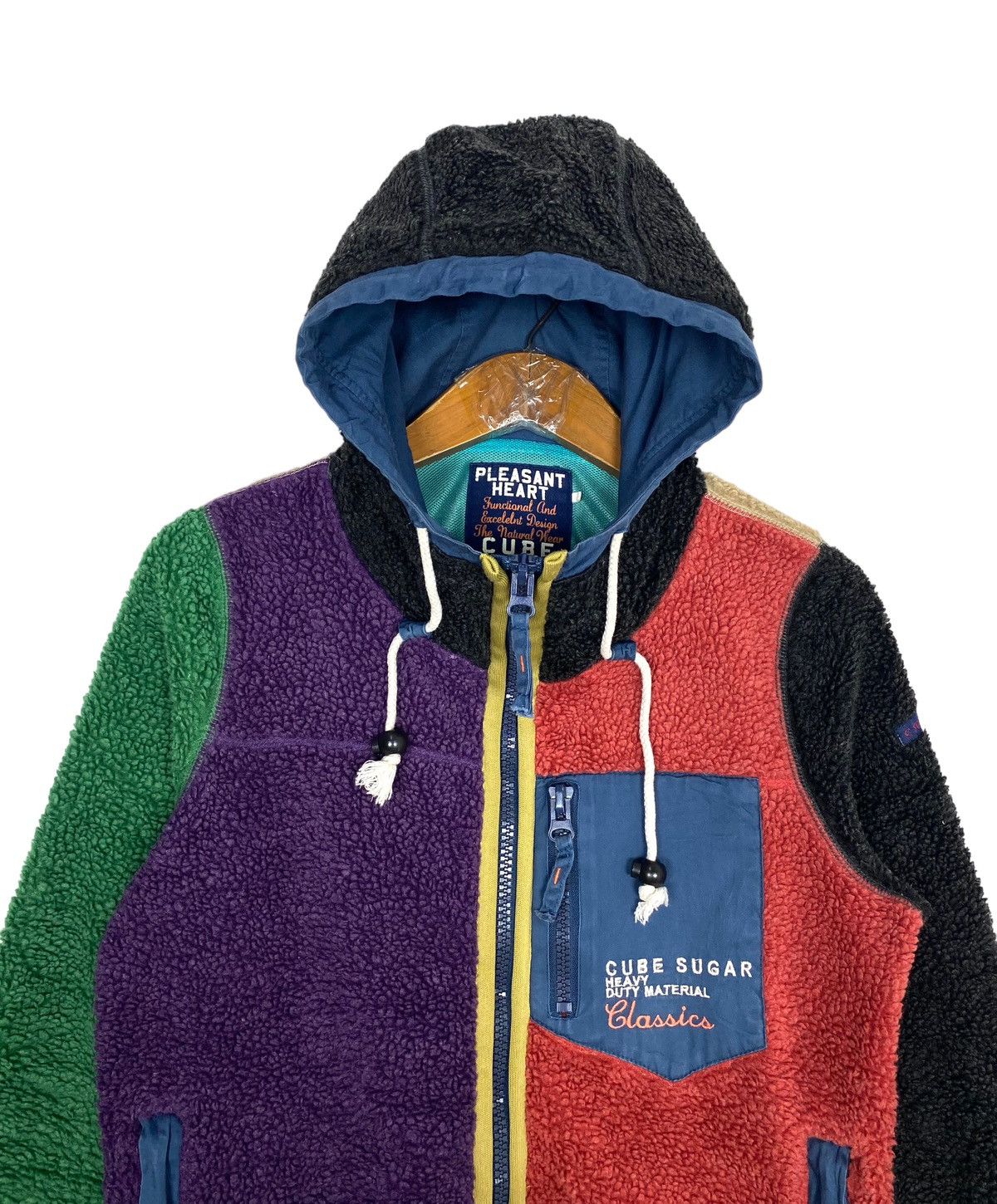 Japanese Brand Rare‼️ Cube Sugar Hoodie Color Block Deep Pile Size S / US 4 / IT 40 - 4 Thumbnail