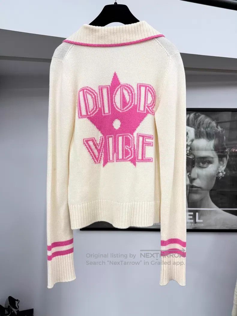 Dior Dior White and pink letter cashmere sweater Size XS / US 0-2 / IT 36-38 - 2 Thumbnail