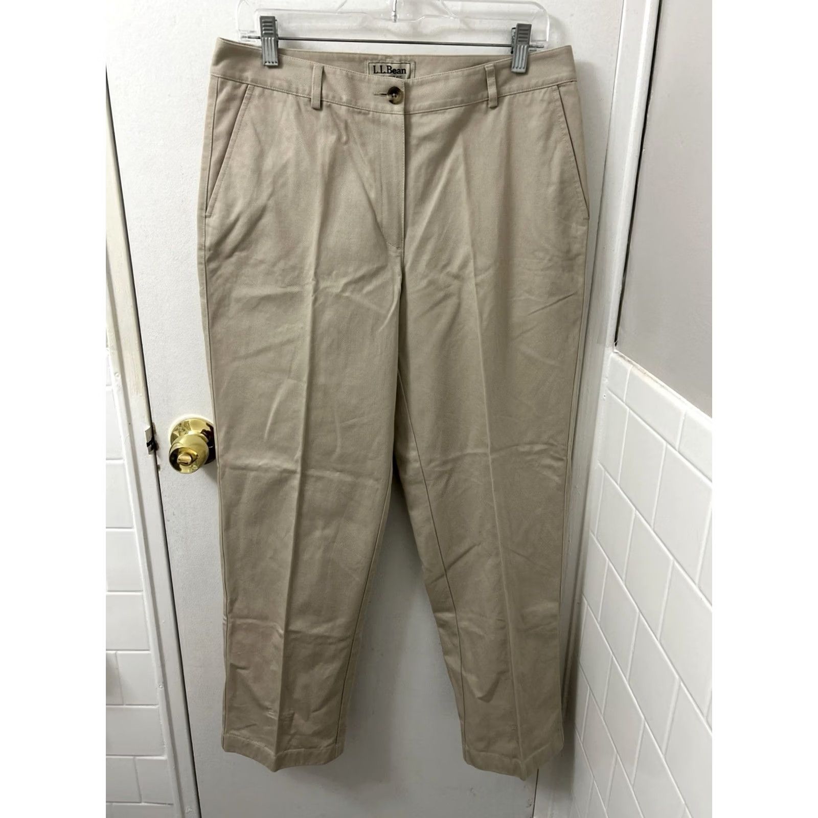 Vintage VINTAGE LL Bean Pants Womens Regular Size 10 32x29 Khaki Tan Chino Straight Flat Front Button Zip Casual Business Workwear Mens Womens Size 32" / US 10 / IT 46 - 2 Thumbnail