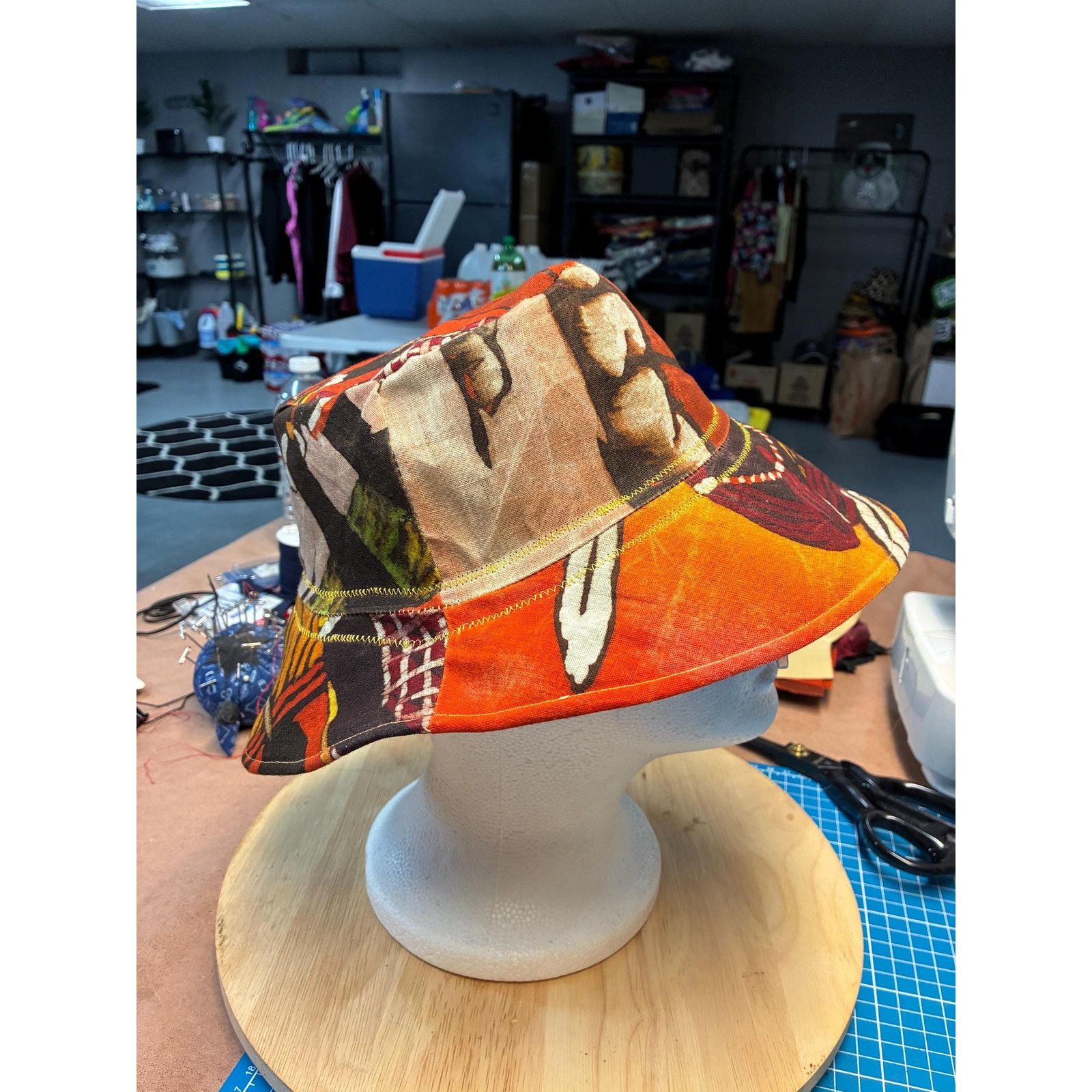 Other Handmade Waxed Cotton Bucket Hat Medium | Upcycled Painted Size ONE SIZE - 7 Thumbnail