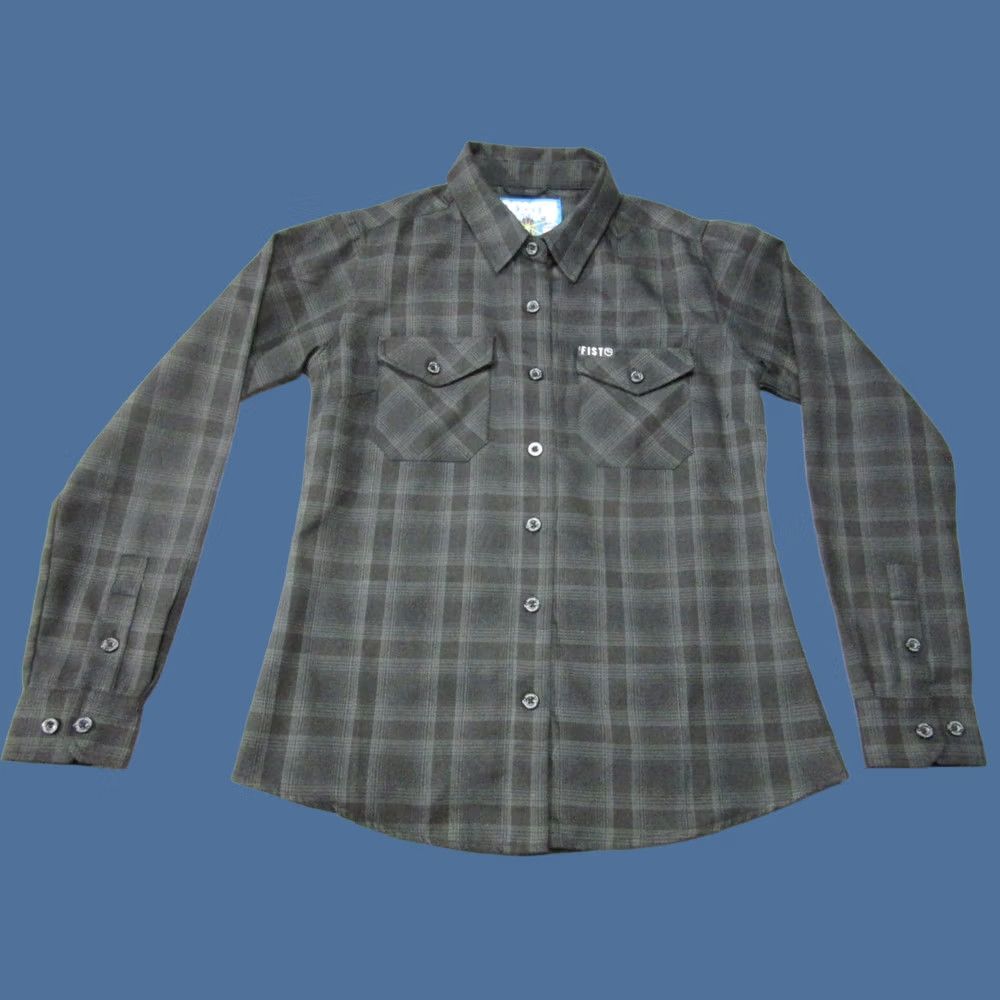 Vintage Dixxon Flannel Shirt Womens Medium Gray Black Plaid Fist Long Sleeve Button-Up Pockets Size M / US 6-8 / IT 42-44 - 1 Thumbnail