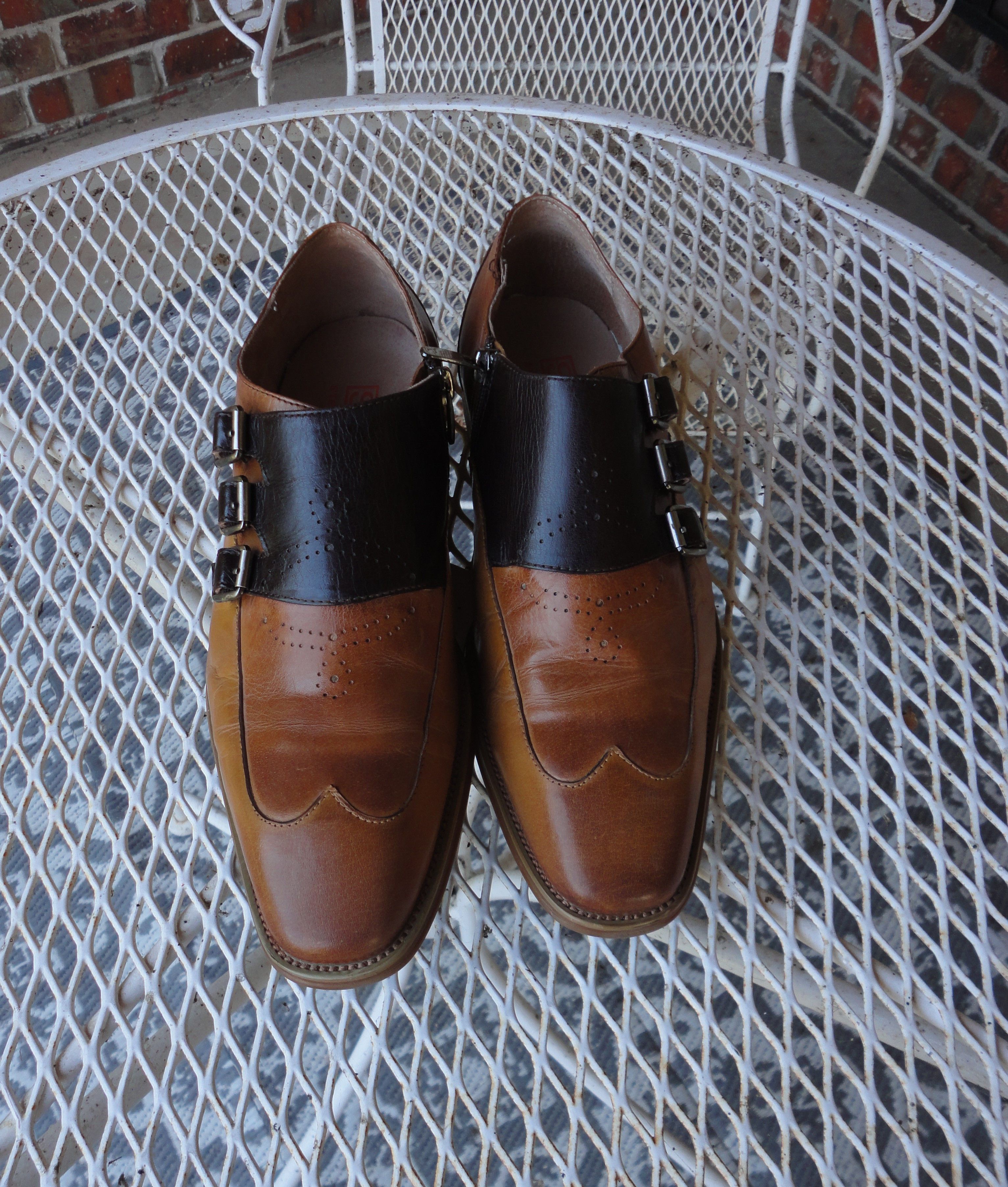 STEVEN LAND Monk Strap Brown Leather Oxford Shoes Size 9